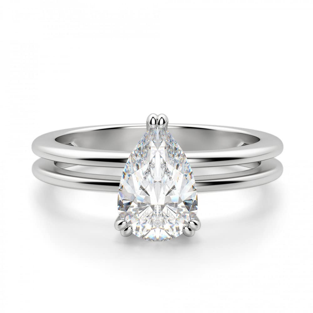 2 CT Pear Moissanite Engagement Ring Wedding Set - Vintage Halo Solitaire Bridal Ring in Sterling Silver for Women - Perfect for Proposals, Anniversaries & Special Occasions