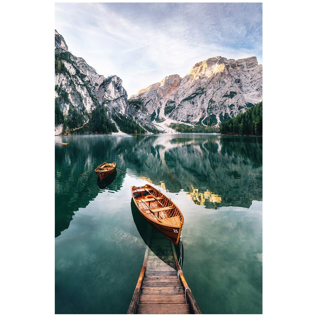 1000-Piece Wooden Jigsaw Puzzle for Adults & Teens - Mountain Lake Boats Scenery - Educational Family Game Toy Gift | Perfect for Relaxation, Stress Relief & Family Bonding Activities