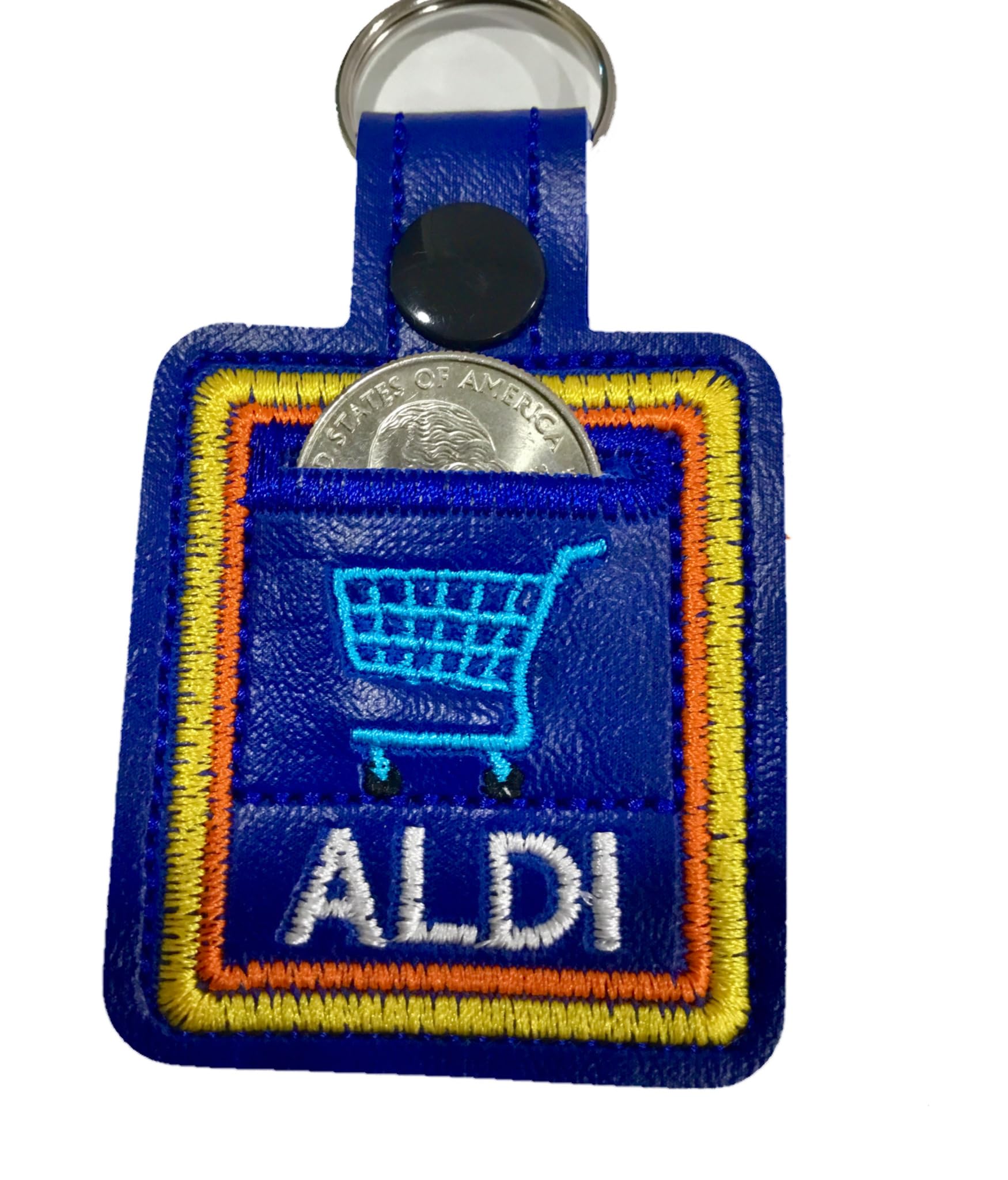 Handmade in USA Aldi Quarter Holder Keychain - Coin Keeper for Shopping Carts | Embroidered Unisex Gift for Grocery Shopping & Convenience