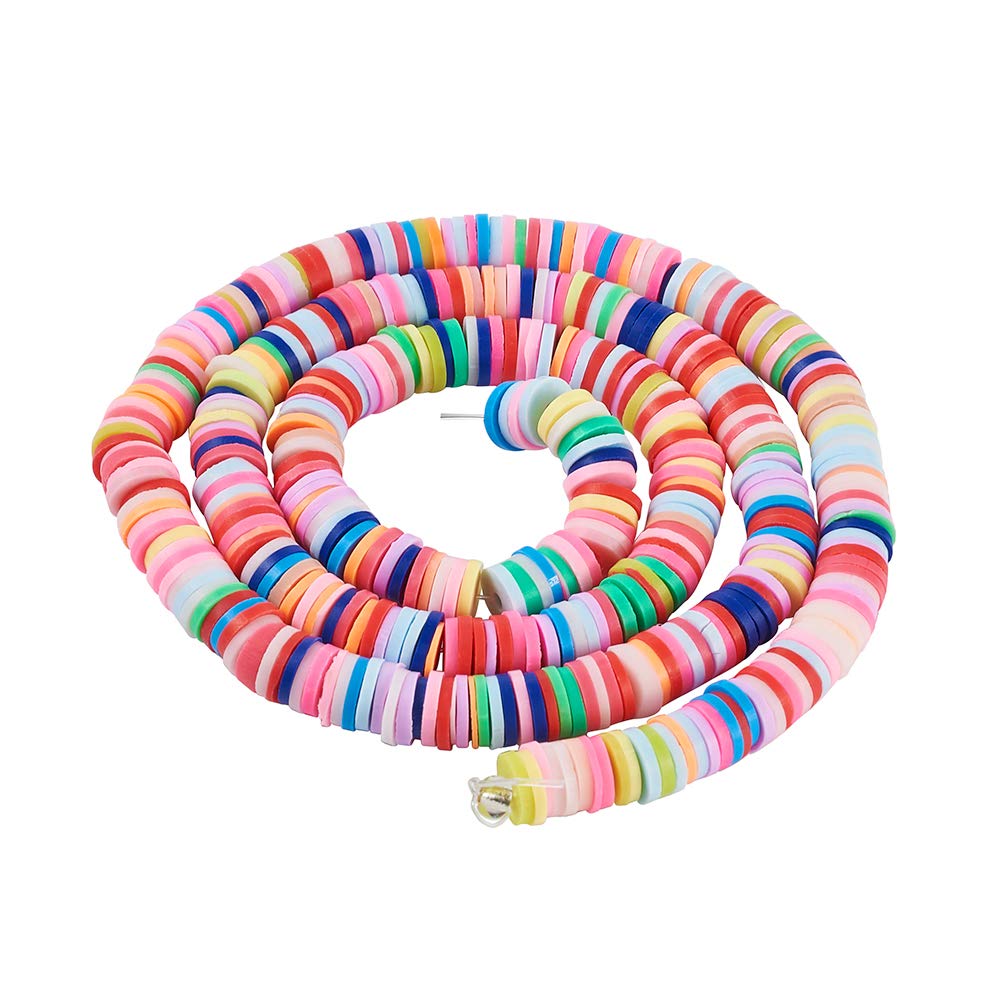 FASHEWELRY 380-400Pcs Polymer Clay Beads - 6mm Flat Round Heishi Spacer Beads for DIY Jewelry Making | Eco-Friendly Handmade Beads for Necklaces, Bracelets & Earrings