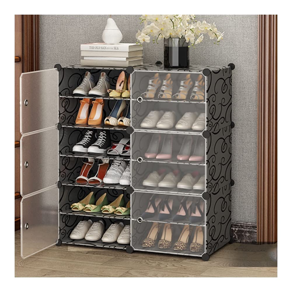 AVEO 6-Tier Shoe Rack Organizer - Large Capacity Shoe Storage Cabinet with Clear Transparent Surface, Modern Shoe Shelf 17.4