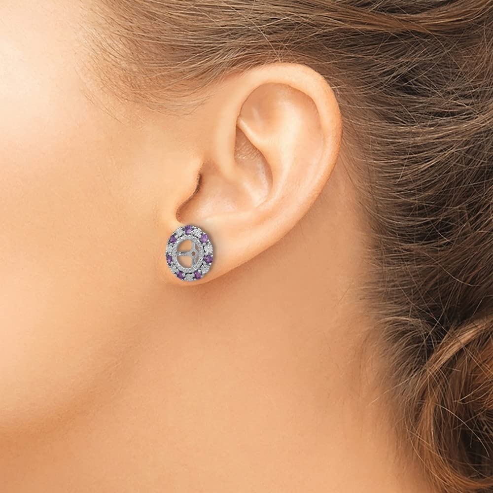 Diamond2Deal Sterling Silver Rhodium Gemstone Earring Jackets for Women - Elegant Fine Jewelry for Parties, Weddings & Everyday Wear