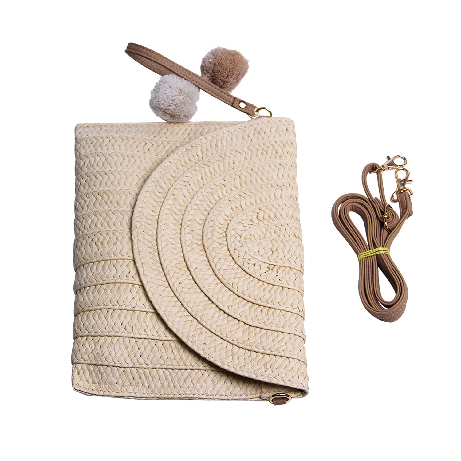 Women's Woven Straw Clutch Purse - Summer Beach Bag & Envelope Handbag for Parties, Weddings & Vacation Accessories