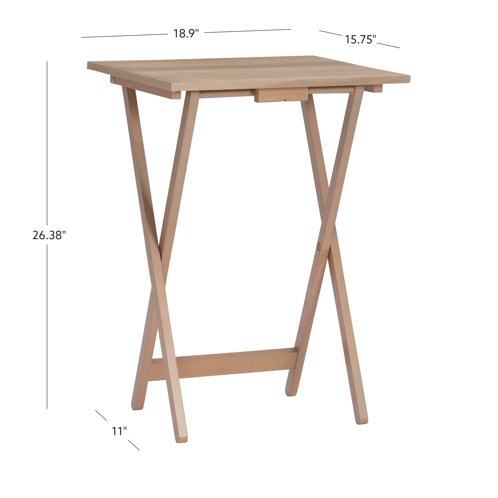 Linon Acacia Grace Tray Table Set in Driftwood Finish - Side Table with Storage Tray for Living Room, Bedroom, or Patio Decor