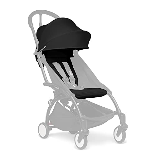 BabyZen YOYO2 6+ Stroller Color Pack in Black - Includes Seat Cushion, Matching Canopy & Zippered Back Pocket - Compatible with YOYO2 Frame (Sold Separately) | Perfect for Urban Travel, Airplane Use & Compact Storage