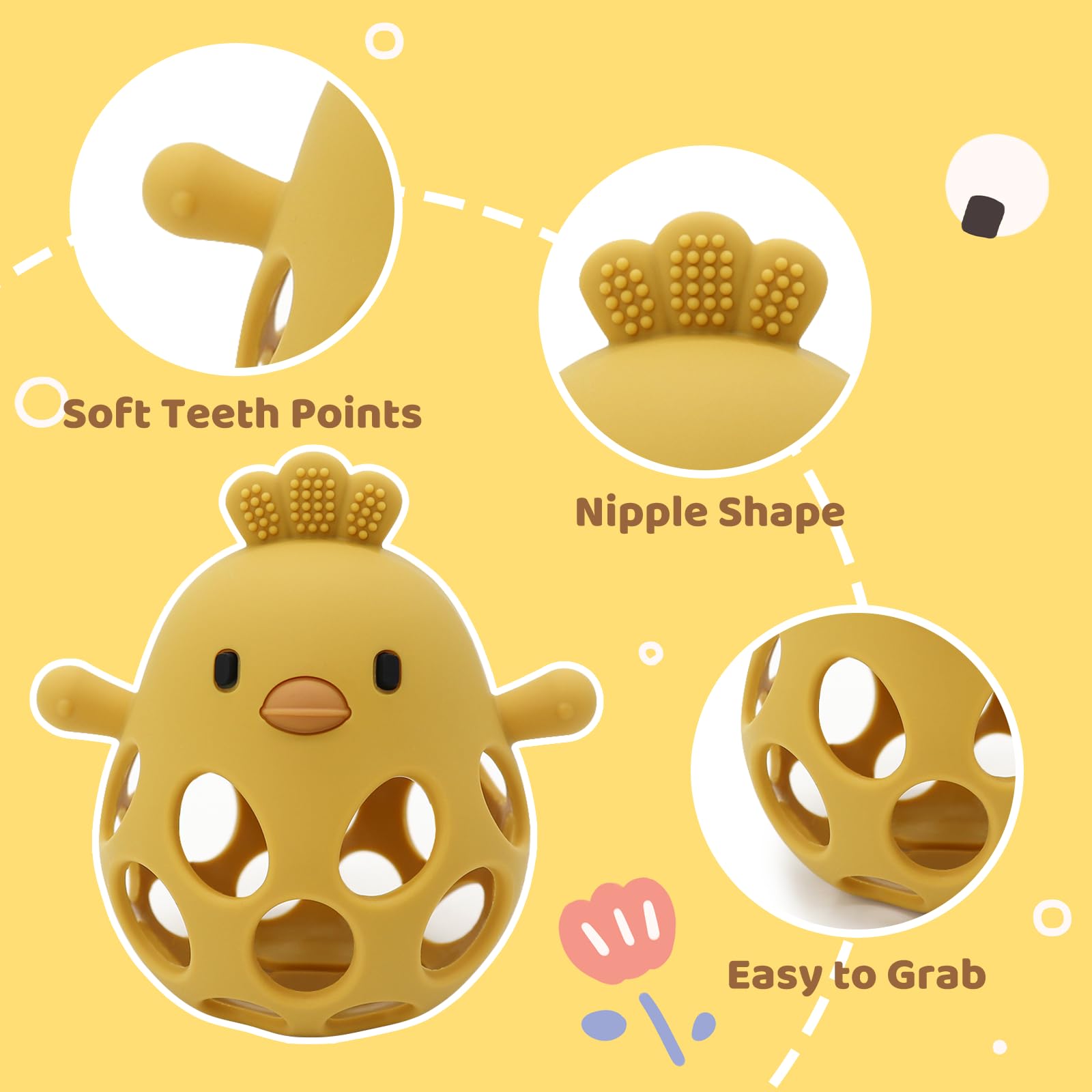 Baby High Chair Toys & Teething Chew - Safe Silicone Teethers for 6-18 Months | Food Grade, BPA-Free Suction Toy for High Chair & Table Play | Green & Yellow | Perfect for Mealtime & On-the-Go Soothing
