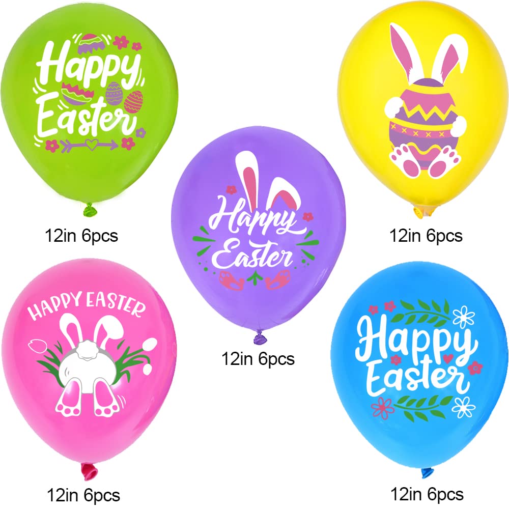 35Pcs Happy Easter Balloons Decorations - Spring Bunny Latex Balloons for Easter Party, Birthday & Spring Decor - Easter Egg Hunt, Garden Party & Home Decoration Supplies