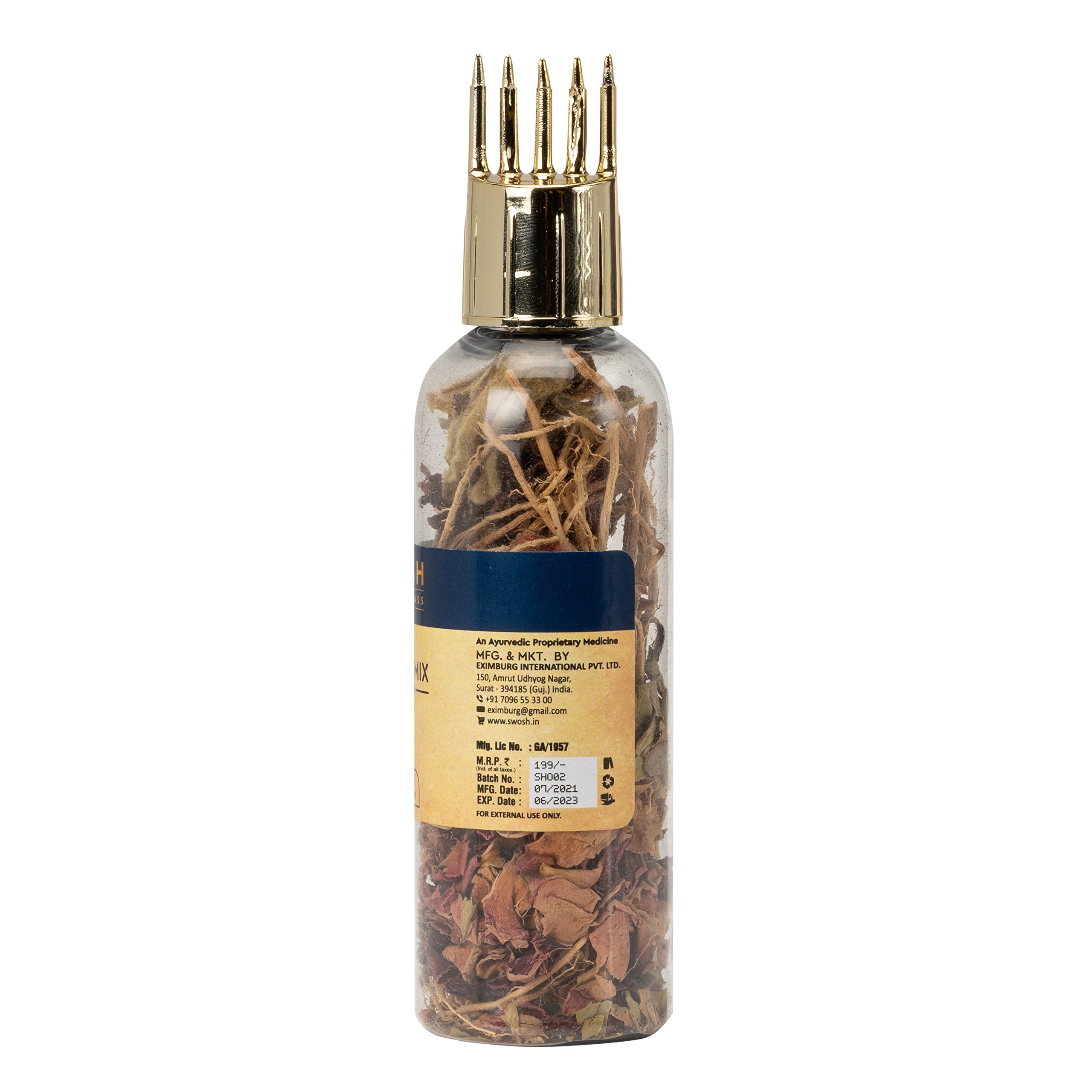 SWOSH Ayurvedic Herbal Hair Oil - 10g Dry Jadibuti Mixture with Vetiver Roots, Jasud, Rose Petals, Kesudo & Senna Leaves | Includes Hair Oil Applicator Bottle | Promotes Hair Growth & Scalp Health | Perfect for Dry, Damaged Hair & Daily Hair Care Routine