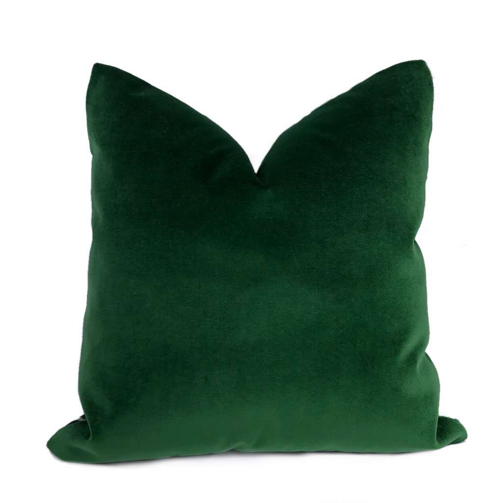 Brixton Green Pine Cotton Velvet Pillow Cover - Soft Luxury Decorative Throw Pillow Case for Sofa, Bed, Couch - Home Decor & Living Room Accessories