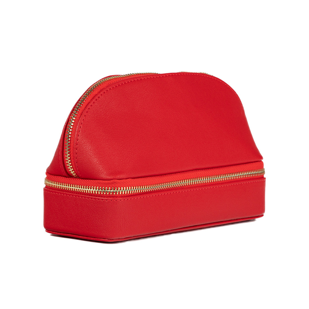 Stylish Red Travel Jewelry Case - Compact & Secure Jewelry Organizer for Necklaces, Rings & Earrings - Perfect for Vacations, Business Trips & Gifts