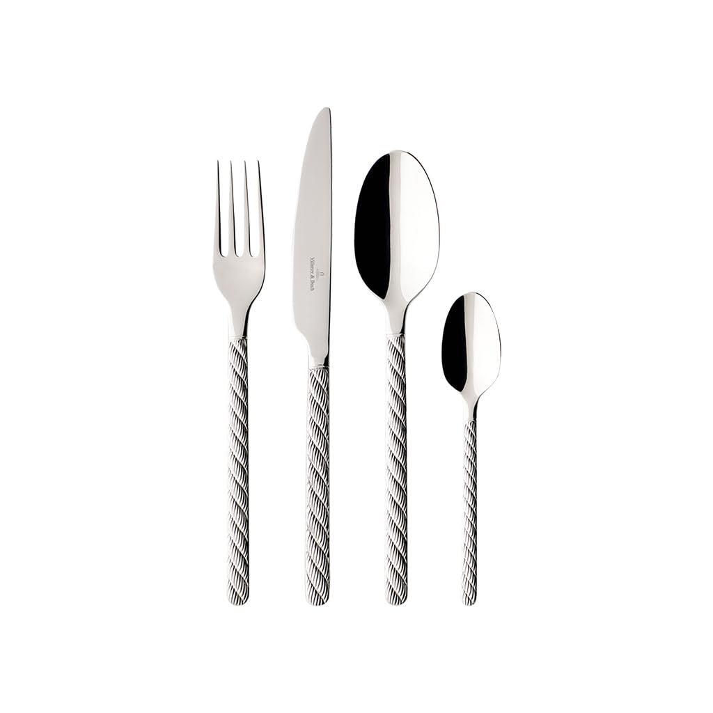 Villeroy & Boch Montauk 24-Piece Stainless Steel Cutlery Set for 6 People - Dishwasher Safe, Easy-Care White Flatware - Perfect for Dinner Parties, Weddings & Formal Dining