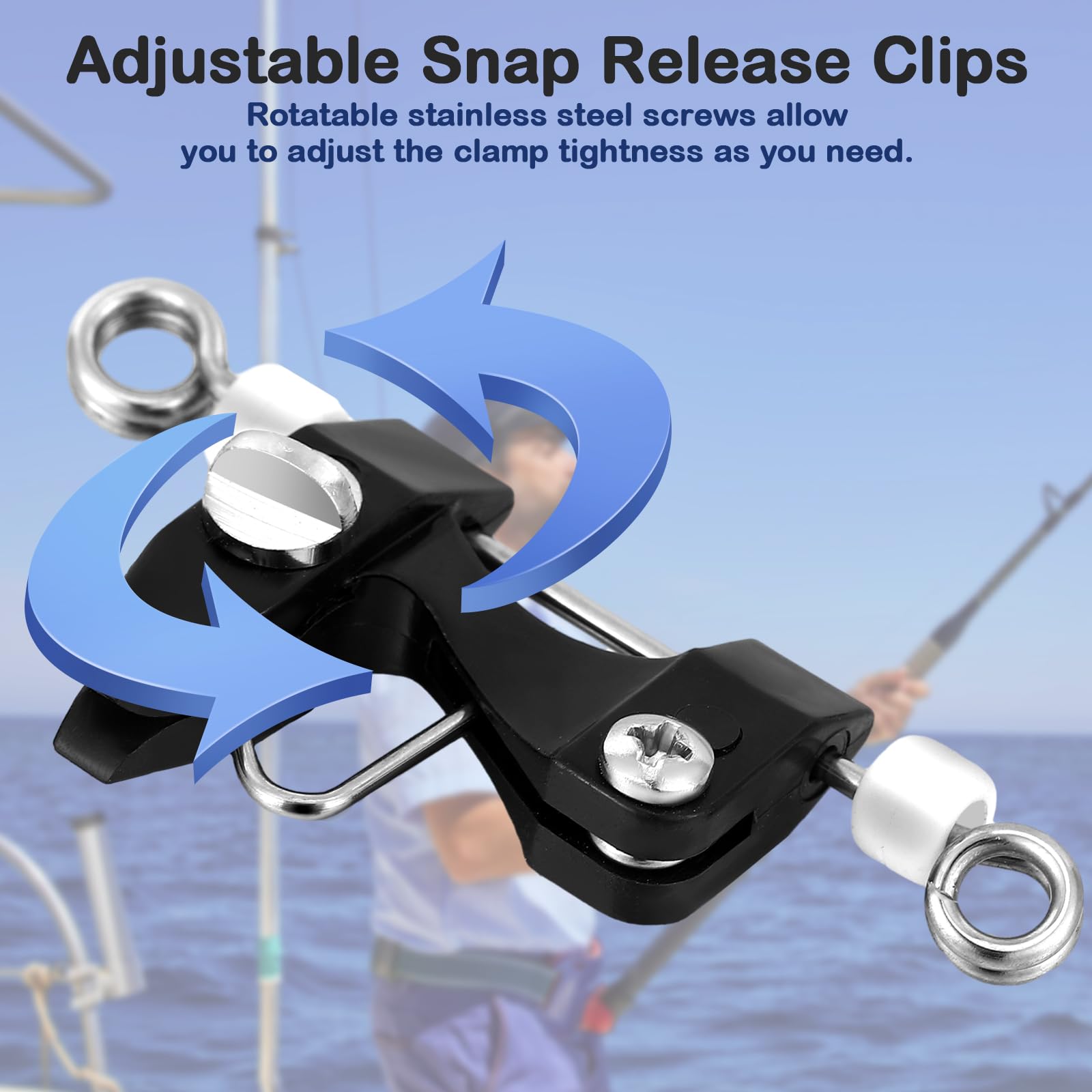 6 Pcs Adjustable Tension Outrigger Release Clips - Heavy Duty Downrigger Fishing Clips for Trolling, Offshore & Kite Fishing | Perfect for Saltwater & Deep Sea Fishing Accessories