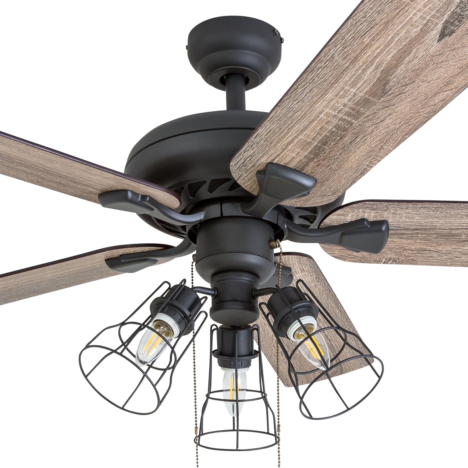 52 Inch Lincoln Woods Bronze Ceiling Fan with Pull Chain - Modern Indoor Ceiling Fan for Living Room, Bedroom, and Office - Energy Efficient & Quiet Operation