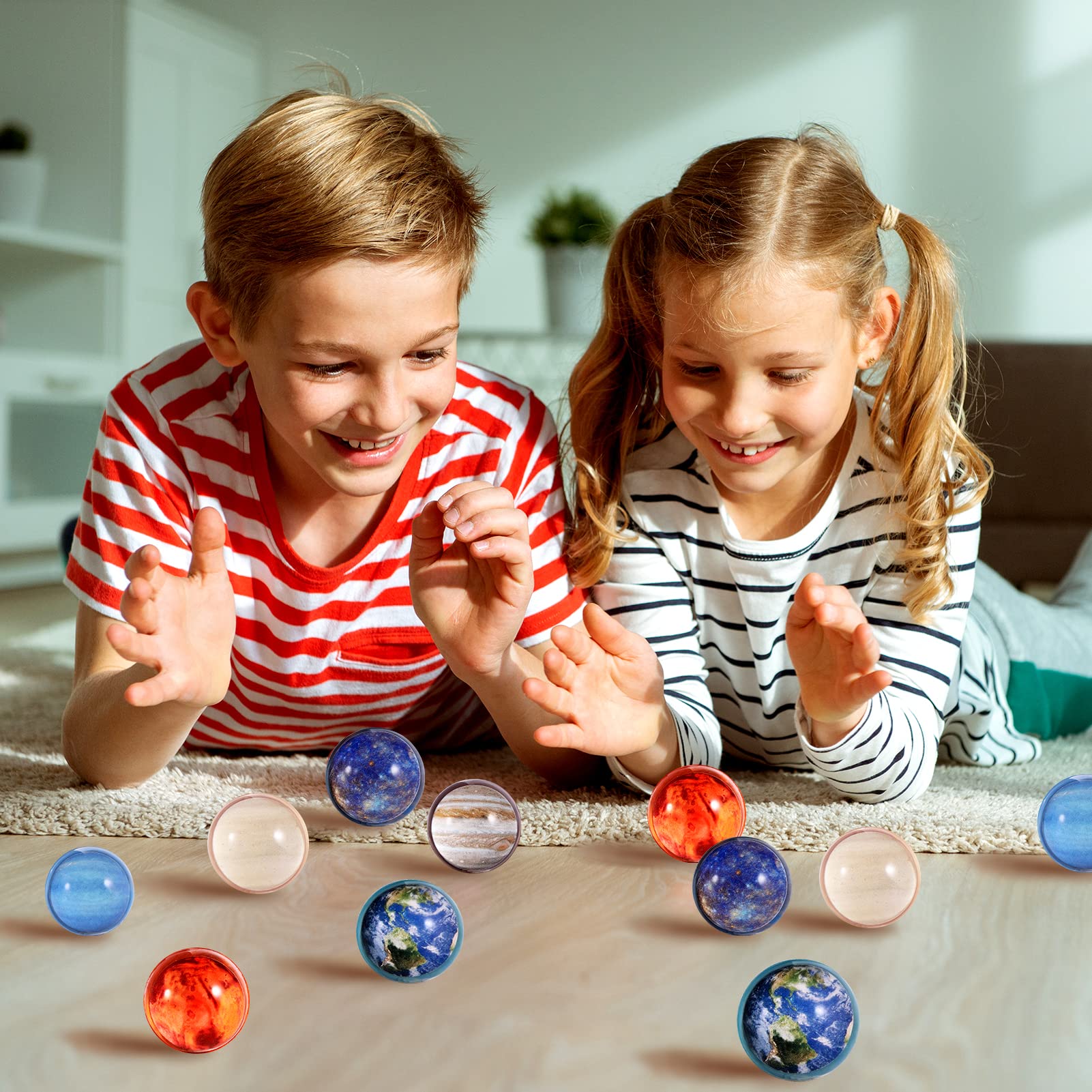 24PCS Solar System Bouncy Balls - 8 Planets Themed Party Favors for Kids, 32mm Space-Themed Balls for Birthday Gifts, Classroom Rewards & Science Learning Toys