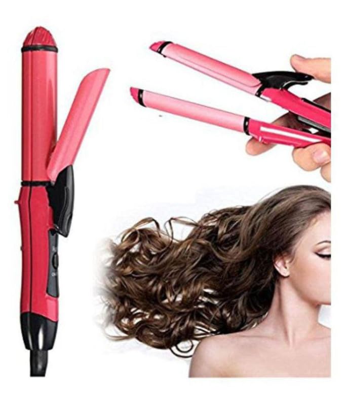 POCKETFRIENDIES 2009 2-in-1 Hair Straightener and Curler with Ceramic Plates - Professional Styling Tool for Women & Men - Perfect for Travel, Home, and Salon Use