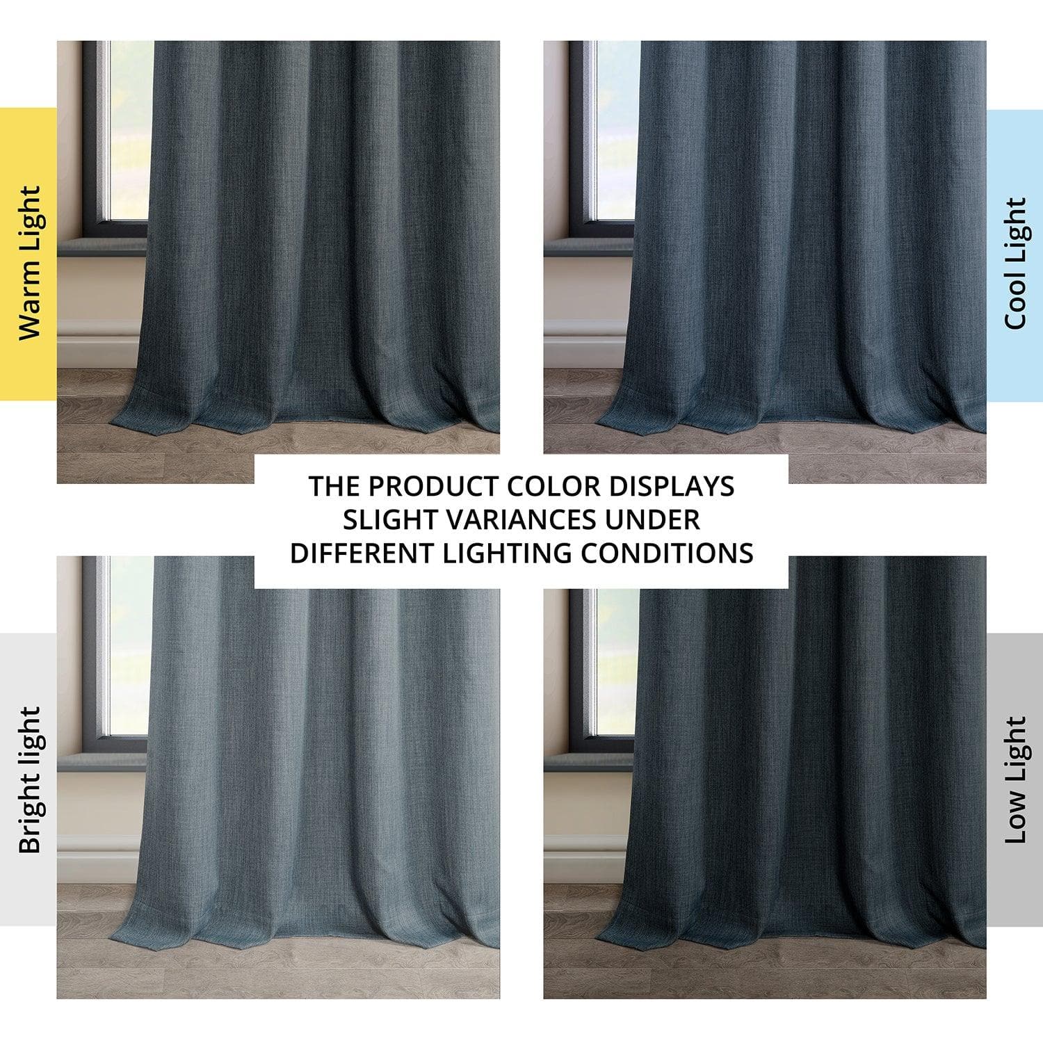 Reverie Blue Grommet Textured Faux Linen Blackout Curtains - Elegant Room Darkening Window Treatment for Bedroom & Living Room