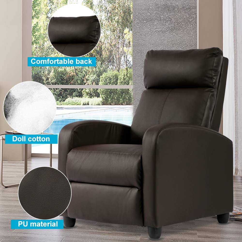 Ergonomic Recliner Chair for Adults with Massage & Remote Control - Soft Lounge Chair for Living Room, Gaming, Reading & Theater Seating - Brown Reclining Sofa Chair - Perfect for Relaxation, Entertainment & Home Comfort