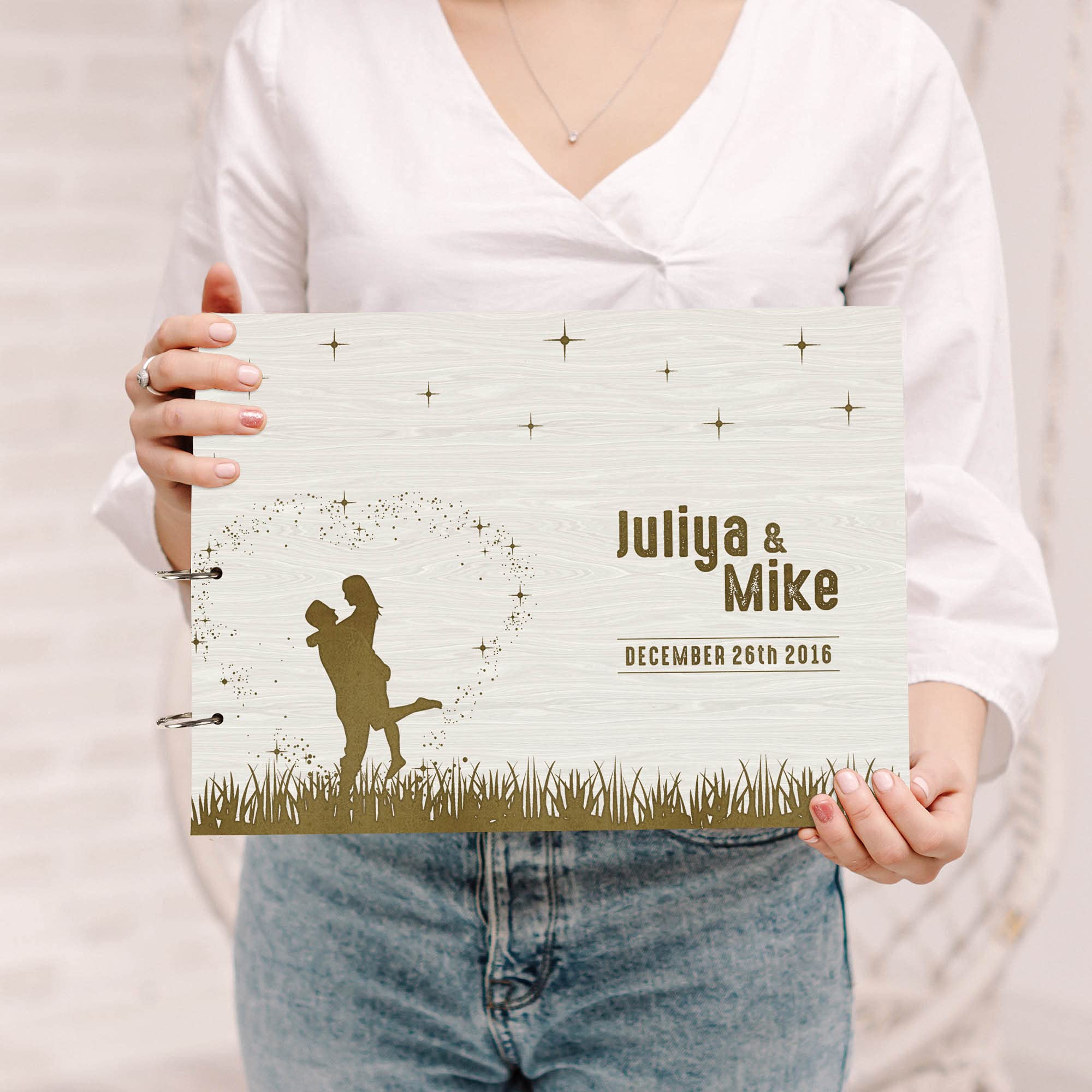 Personalized Engraved Wooden Wedding Guest Book - Laser Cut Custom Sign-in Registry for Bridal Showers, Receptions & Anniversary Gifts (8.5x11in)