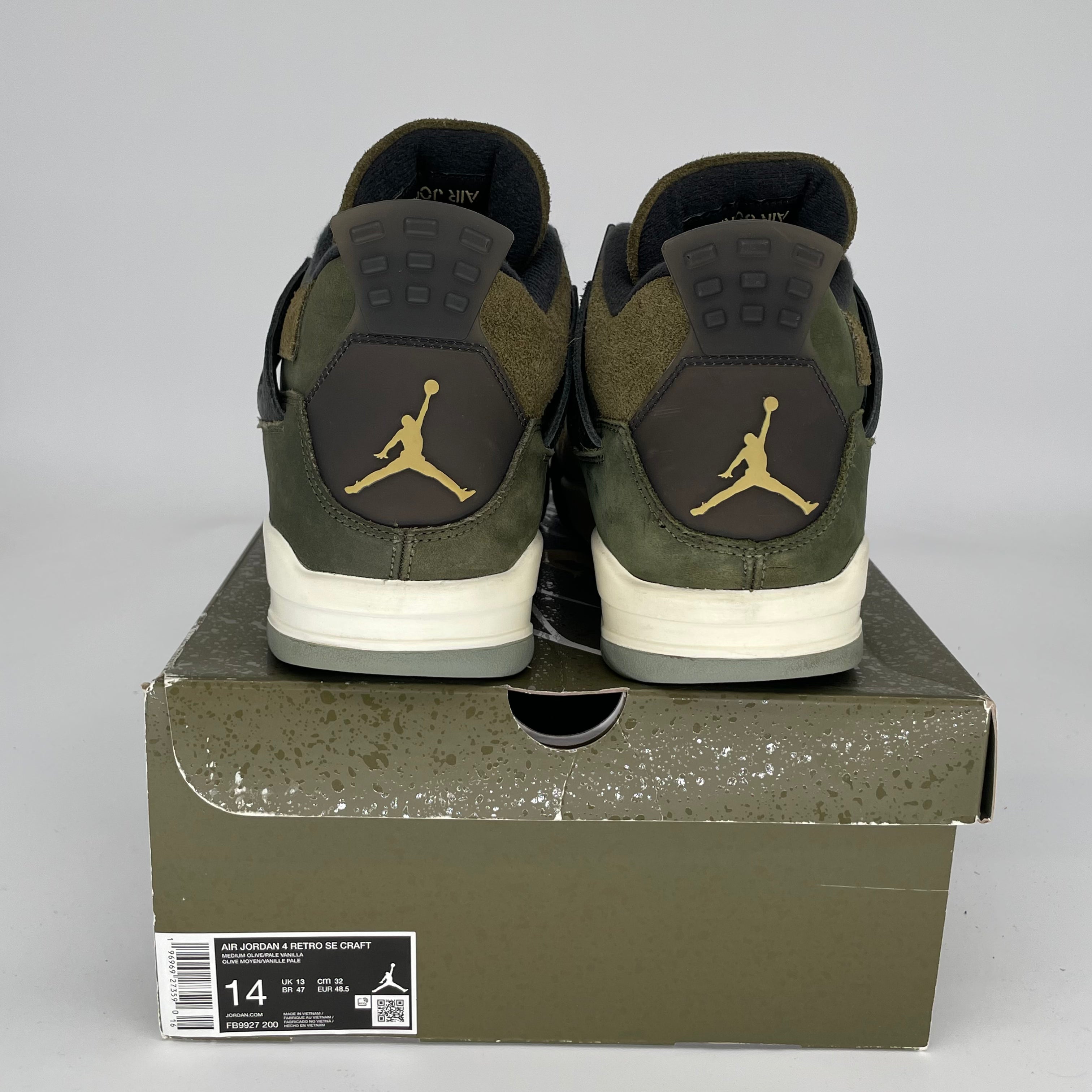 AIR JORDAN 4 CRAFT MEDIUM OLIVE Men's Basketball Shoes Size 14 FB9927-200 - Perfect for Streetwear Fashion & Basketball Games