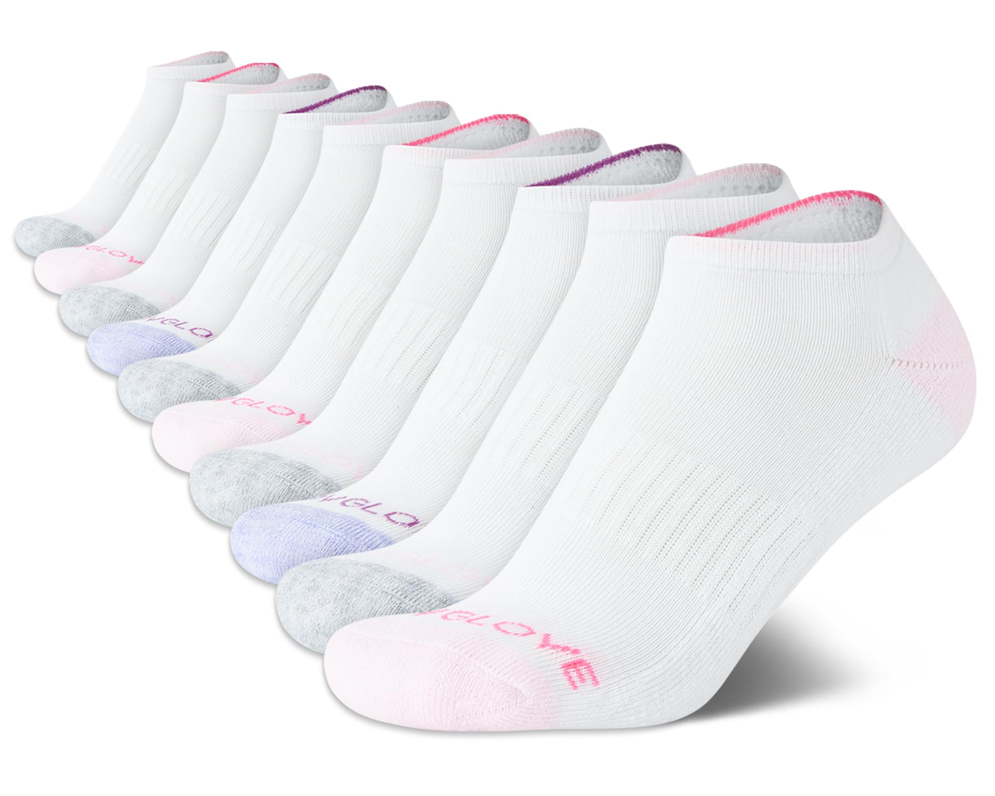 Body Glove Girls' 10-Pack Performance Cushion No-Show Ankle Socks - Breathable Running Socks for Kids - Perfect for Sports, School & Daily Activities