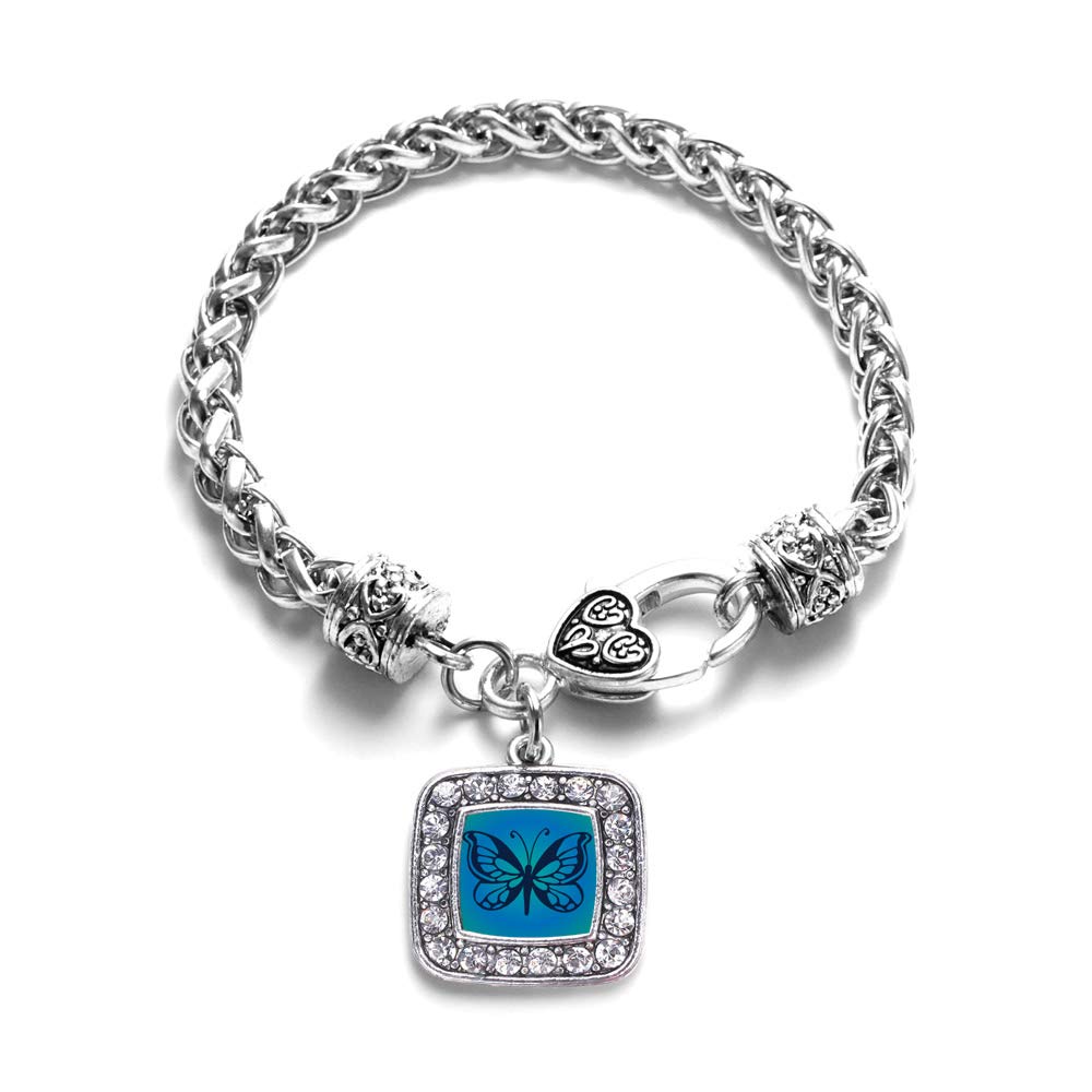 Inspired Silver - Sterling Silver Square Charm Bracelet with Cubic Zirconia Stones | Elegant Jewelry Gift for Women, Birthday, Anniversary & Special Occasions