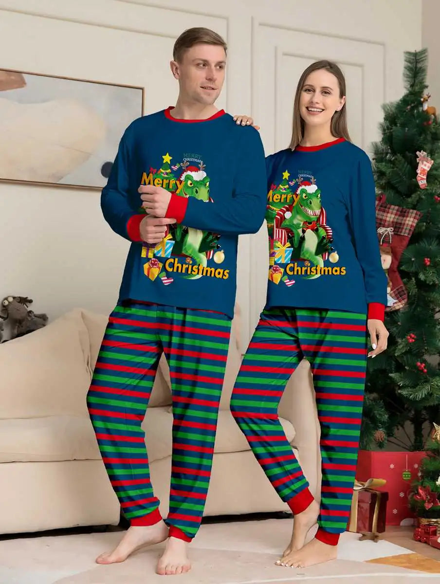 Dinosaur Matching Family Christmas Pajamas Set - Cozy Holiday PJS for Kids & Adults - Perfect for Christmas Morning & Family Photos