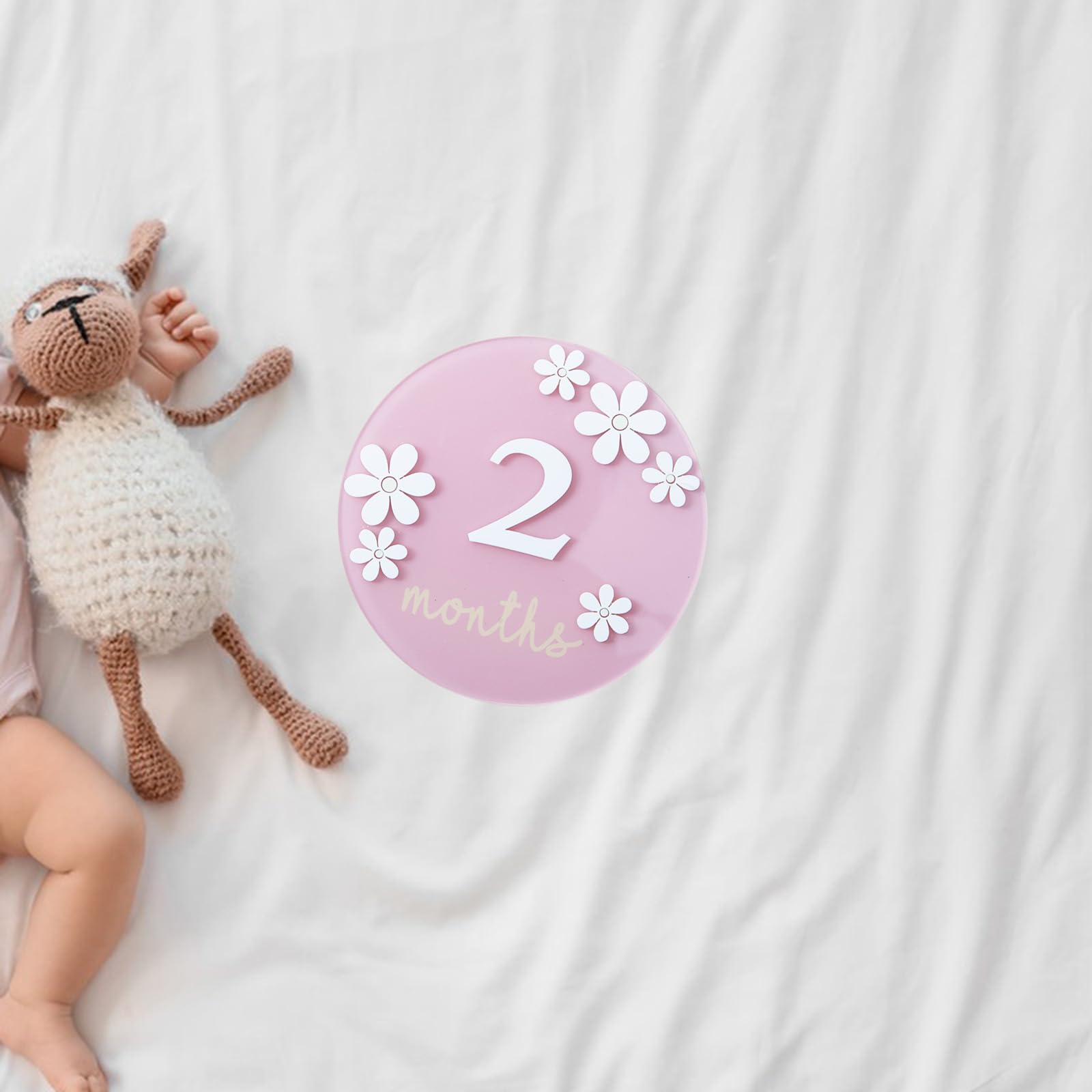 3D Acrylic Daisy Baby Milestone Cards Set - 1-12 Months Interchangeable Monthly Signs for Newborn Photography, Baby Announcement & First Year Photo Props | Perfect for Baby Showers, Nursery Decor & Social Media Posts