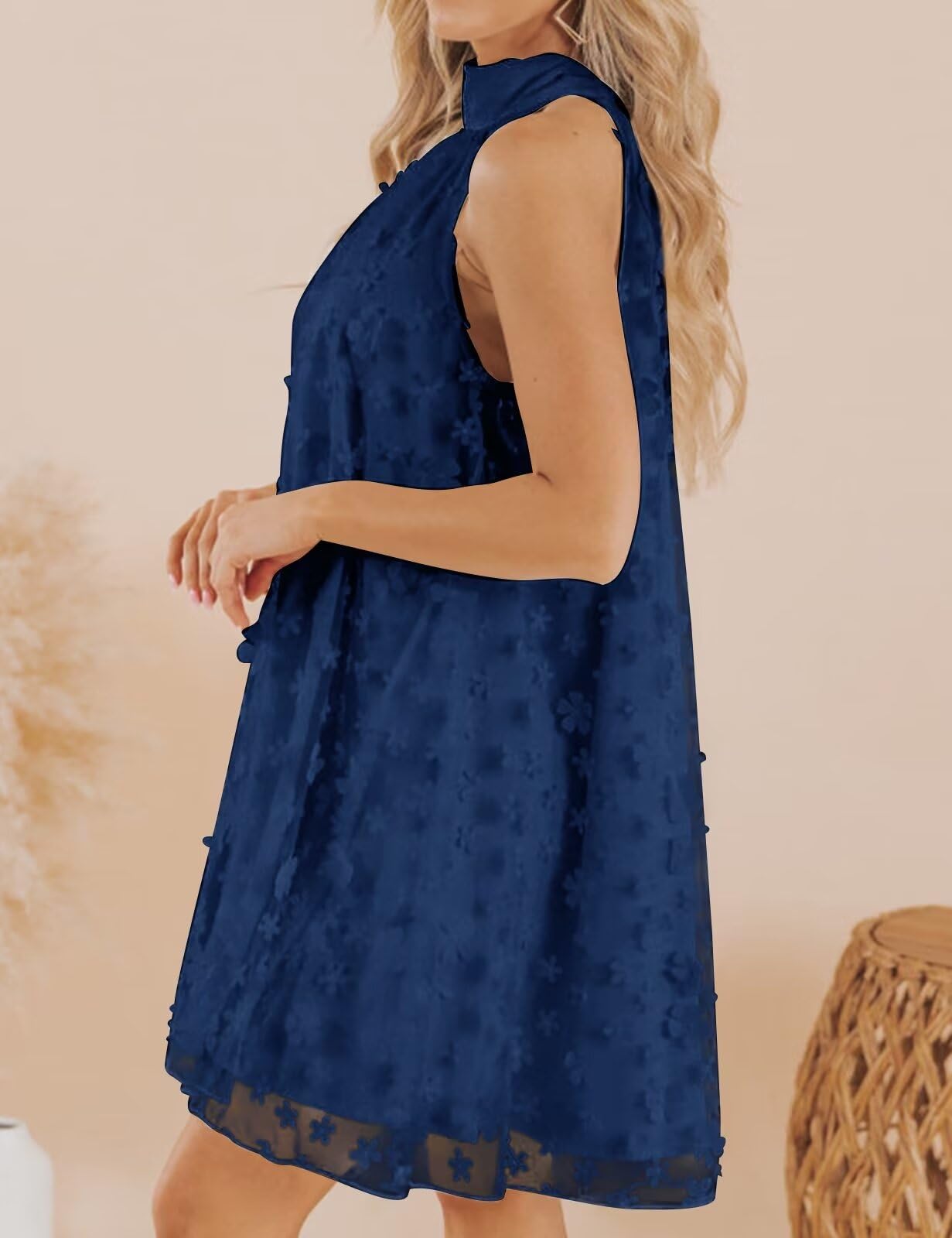 VIMPUNEC 2024 Women's Summer Wedding Guest Dress - Formal Cocktail Halter Swing Dress, Cute A-Line Mini Homecoming Dress for Parties, Bridal Showers & Special Occasions