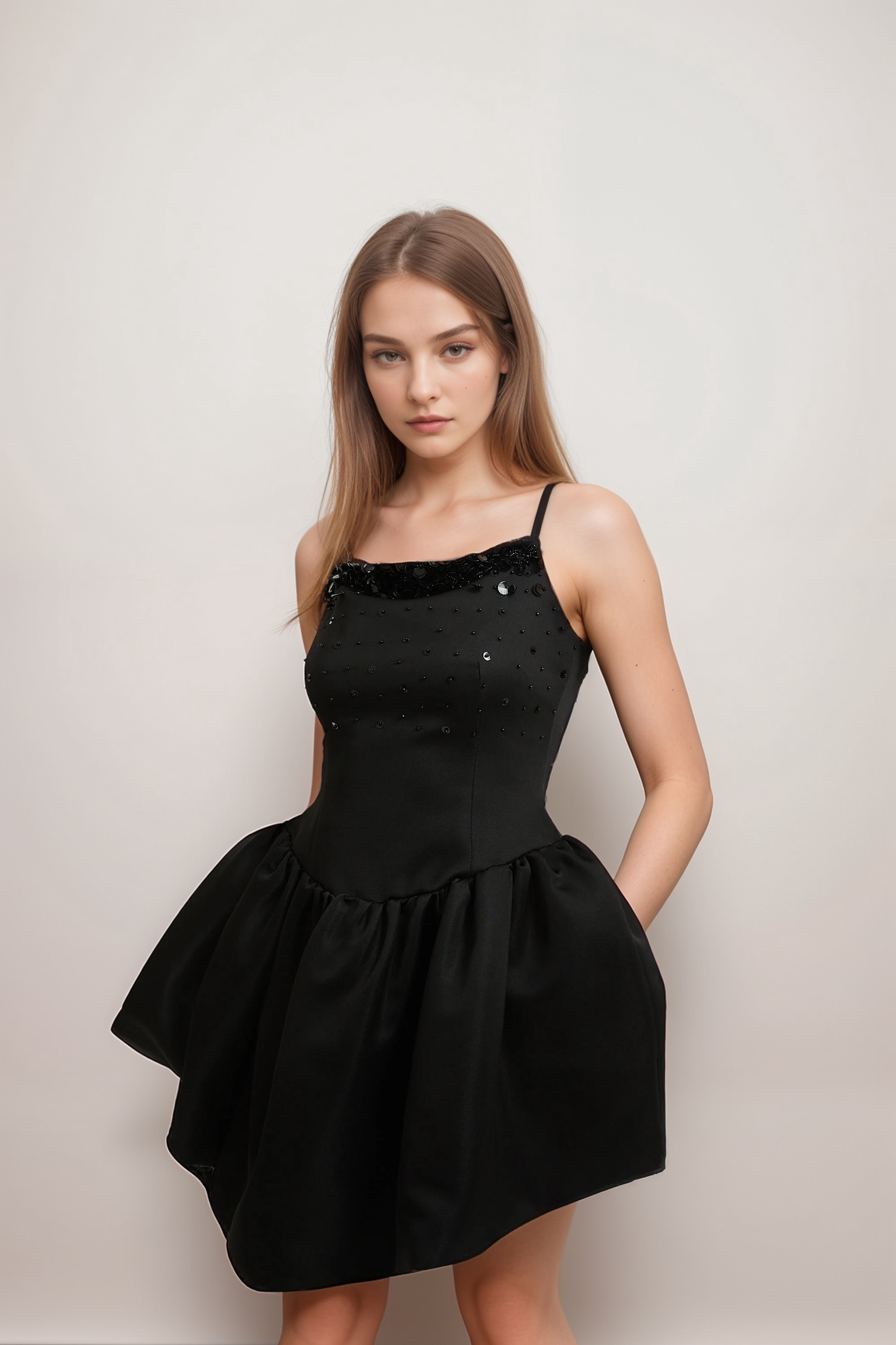 CHARLENE Embellished Asymmetric Dress for Women - Elegant Evening Gown for Parties, Weddings & Special Occasions
