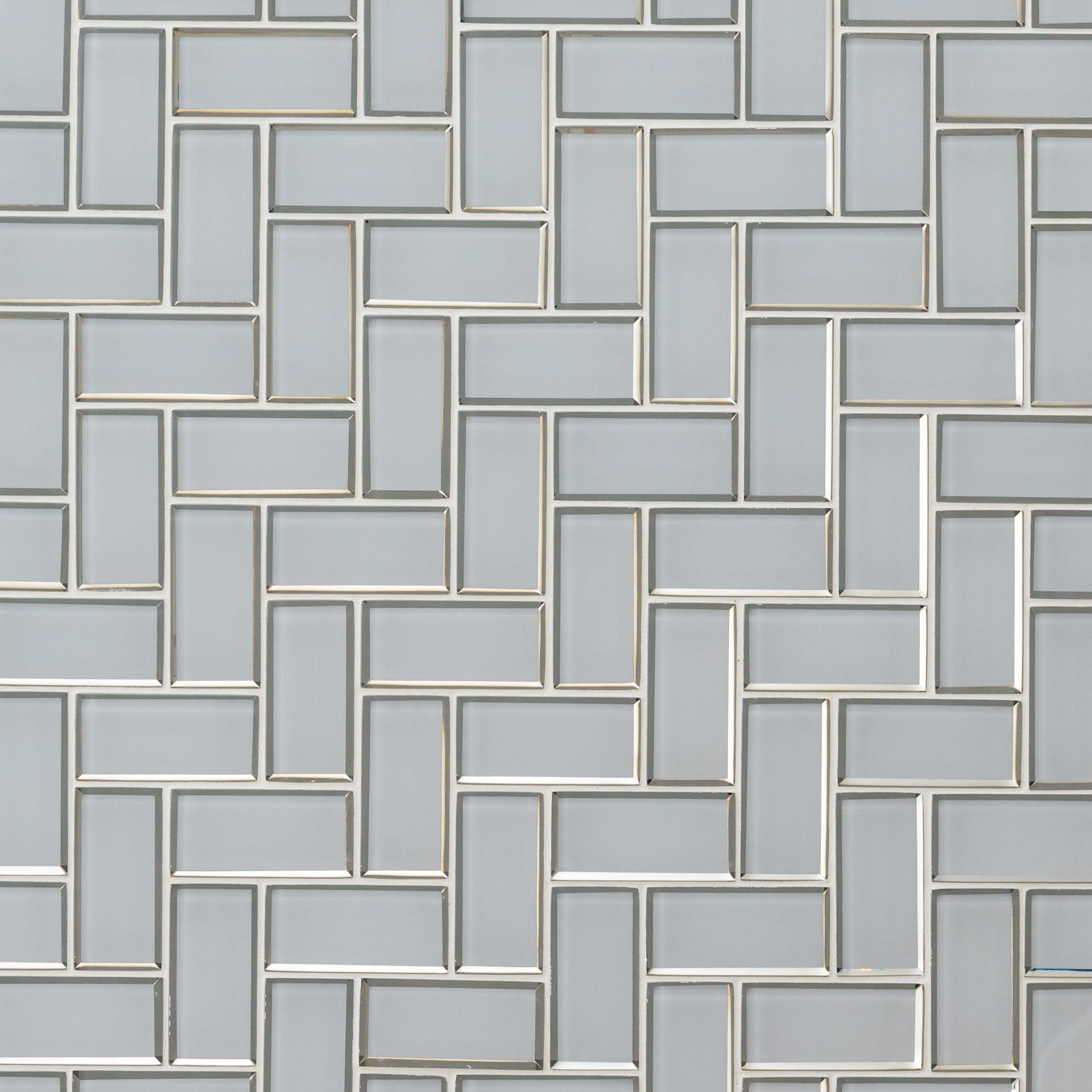 MSI Ice Bevel Herringbone Glass Mosaic Tile 13.86