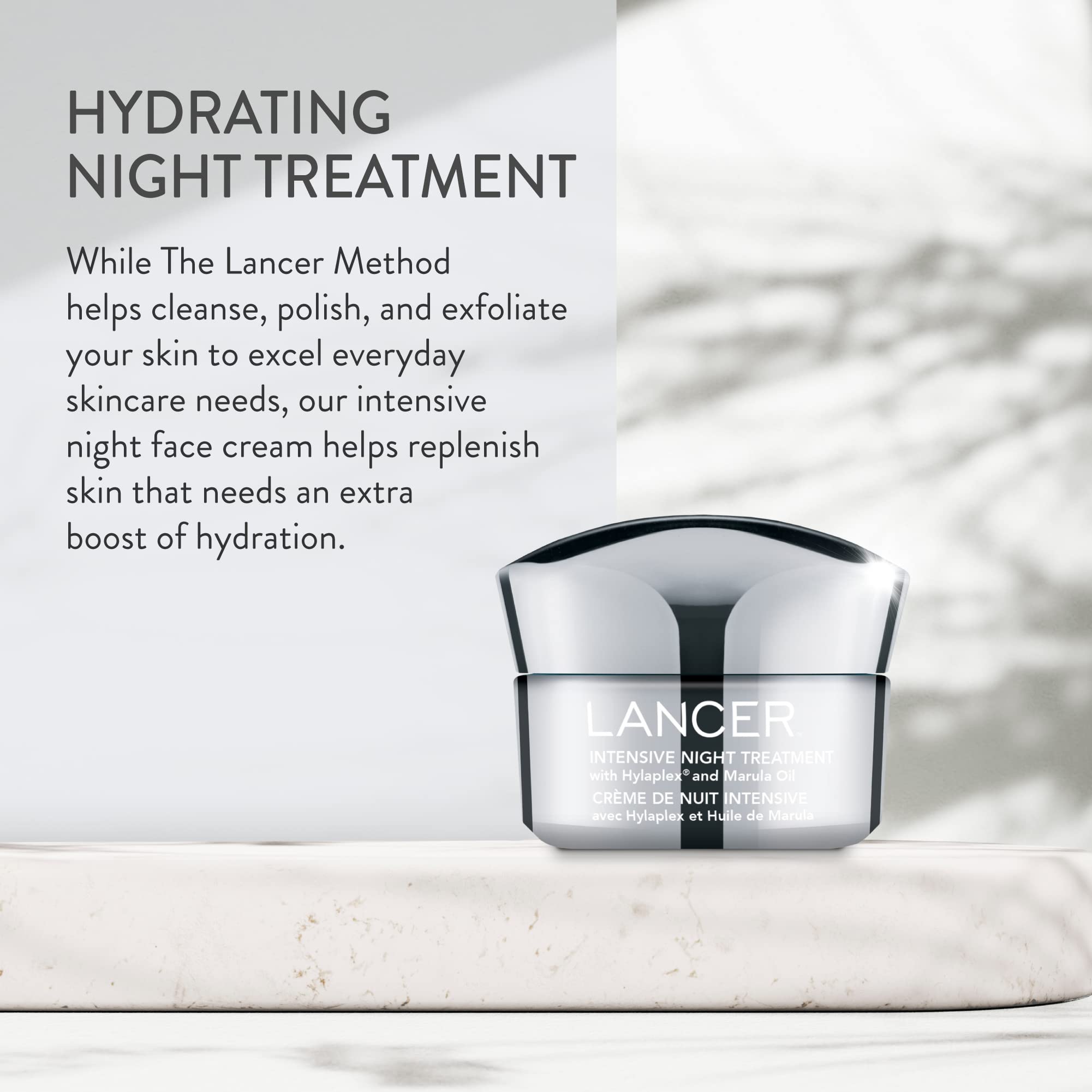 Lancer Skincare Intensive Night Treatment with Hylaplex & Marula Oil - Anti-Aging Moisturizer for Dry Skin, 1.7 Fl Oz - Perfect for Nighttime Skincare Routine & Wrinkle Reduction