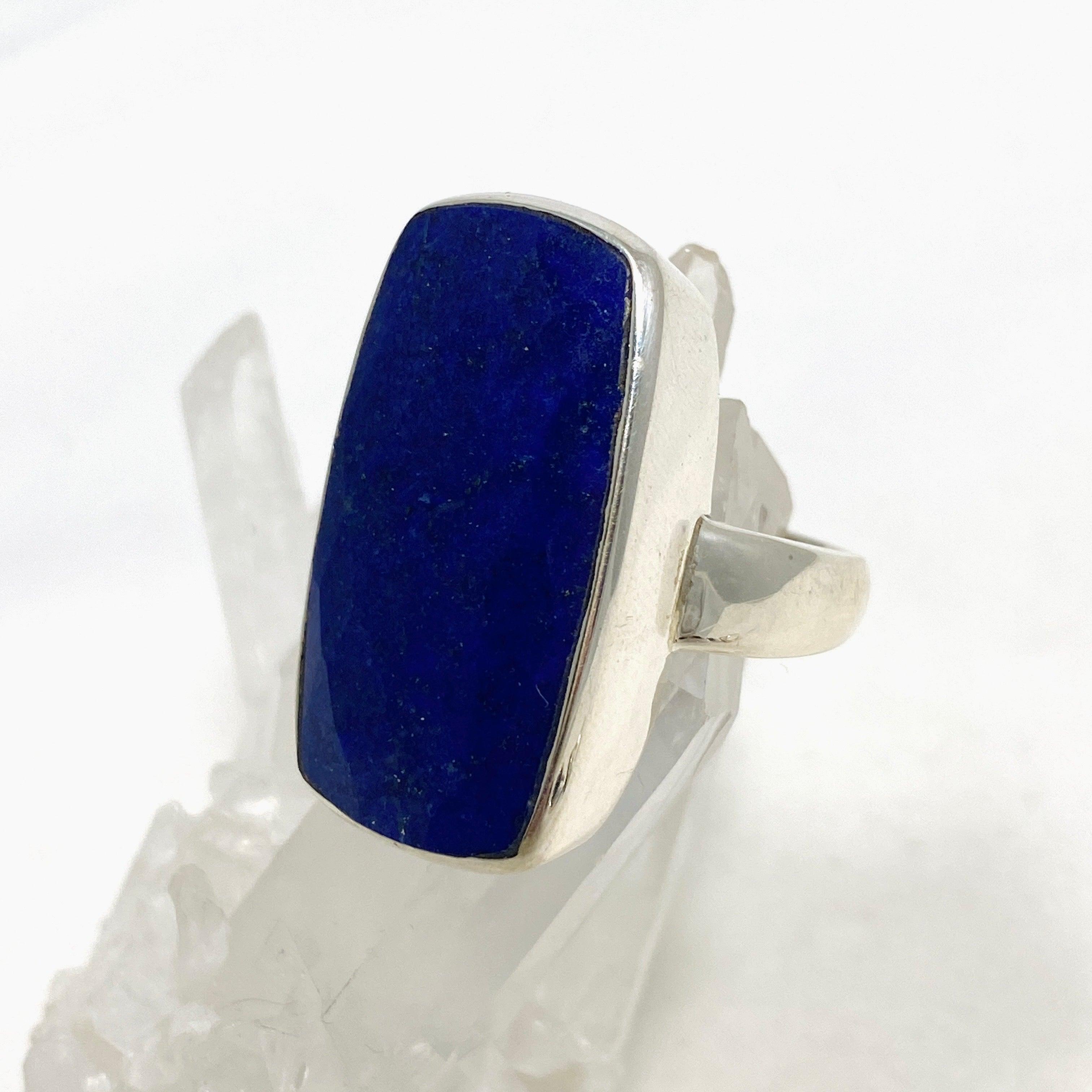 Lapis Lazuli Faceted Rectangular Ring - Size 12 Sterling Silver Jewelry for Women - Elegant Statement Ring for Gifts, Parties & Special Occasions