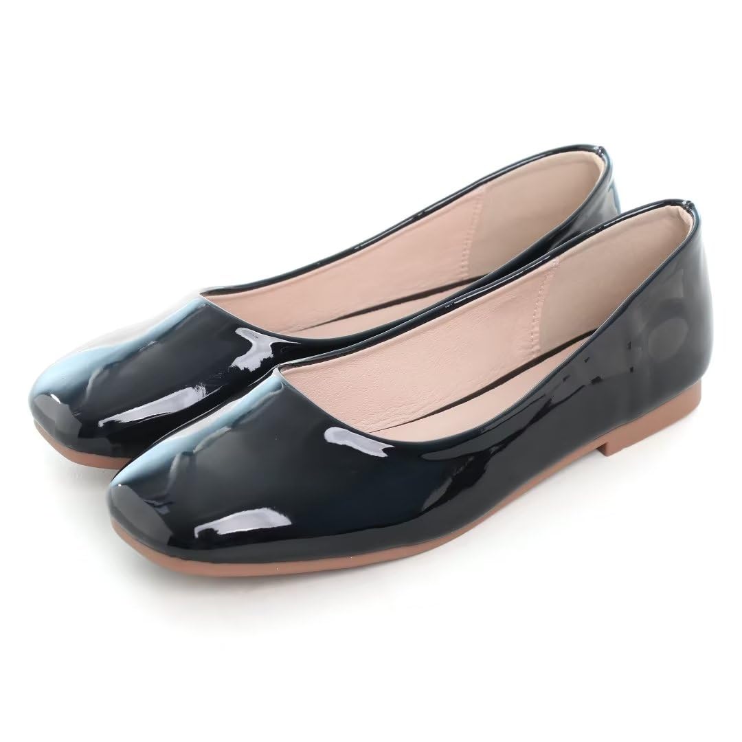 TN TANGNEST Women's Ballet Flats - Comfortable Square Toe Slip-On Shoes for Work, Office & Casual Wear | Breathable Lightweight Flats for Walking, Travel & Everyday Use