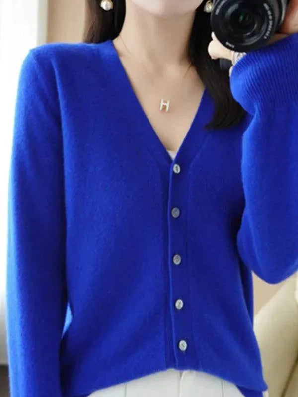Women's V-Neck Short Cardigan Sweater - Lightweight Knit Open Front Cover-Up for Spring & Fall - Perfect for Office, Casual Outfits, and Layering