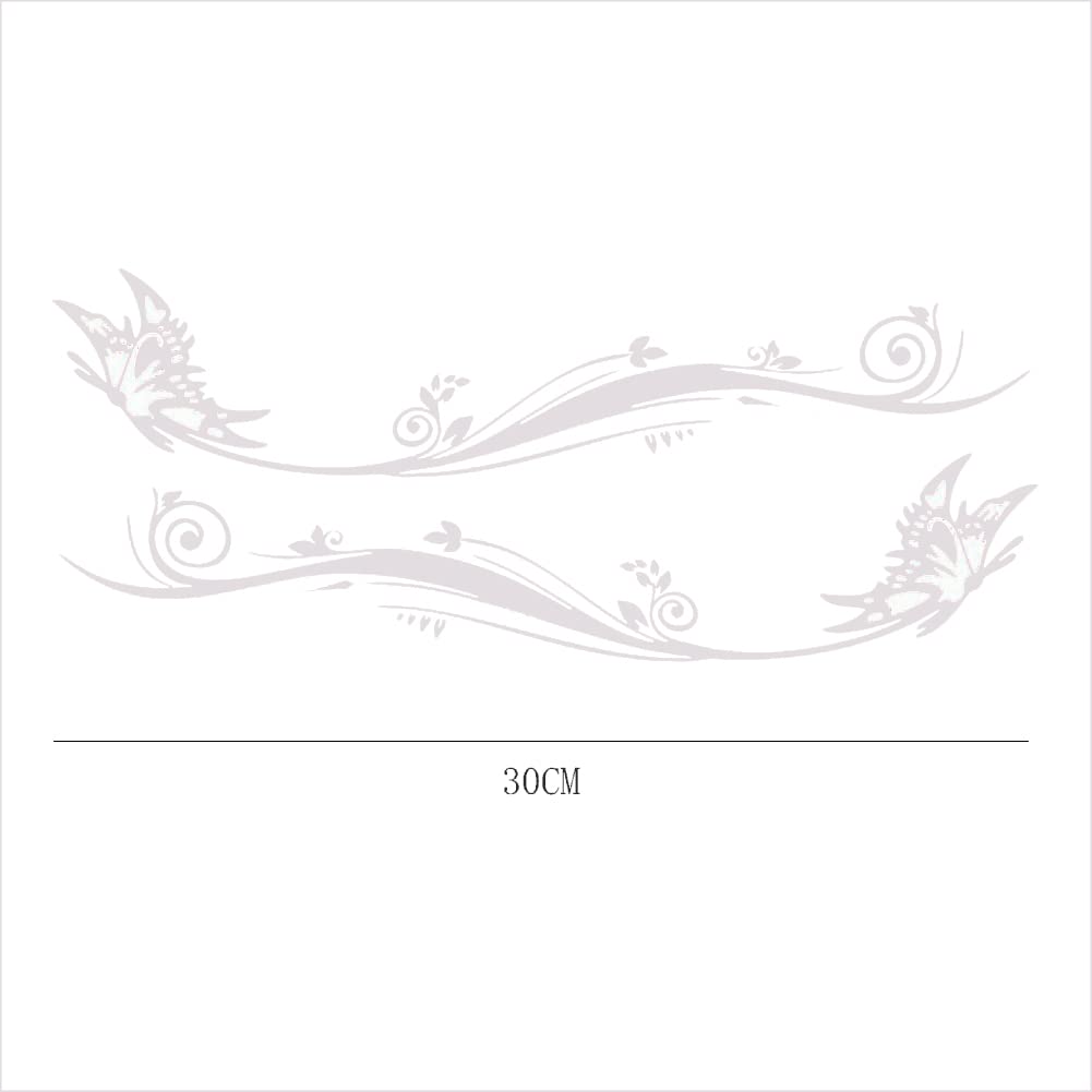 SEADEAR 2 Pack Reflective Flower Butterfly Car Stickers - Silver Decorative Vinyl Decals for Car Bumper, Body & Rear Window | Waterproof Auto Styling Accessories for Vehicle Customization (Great for Car Shows & Personalization)