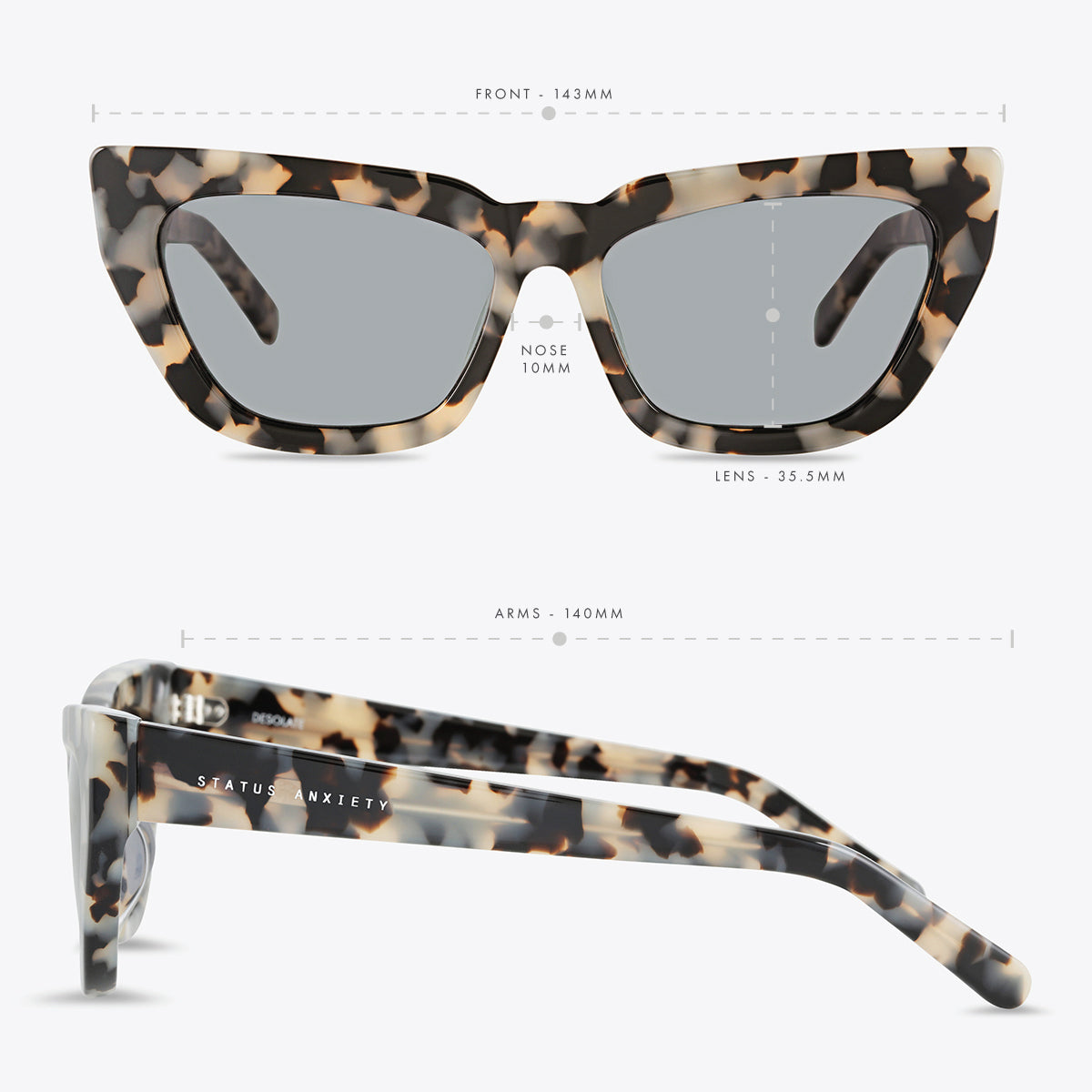 Desolate Sunglasses for Men & Women - White Tortoise Shell Frame with UV Protection - Stylish & Durable for Outdoor Activities, Beach, Driving & Fashion