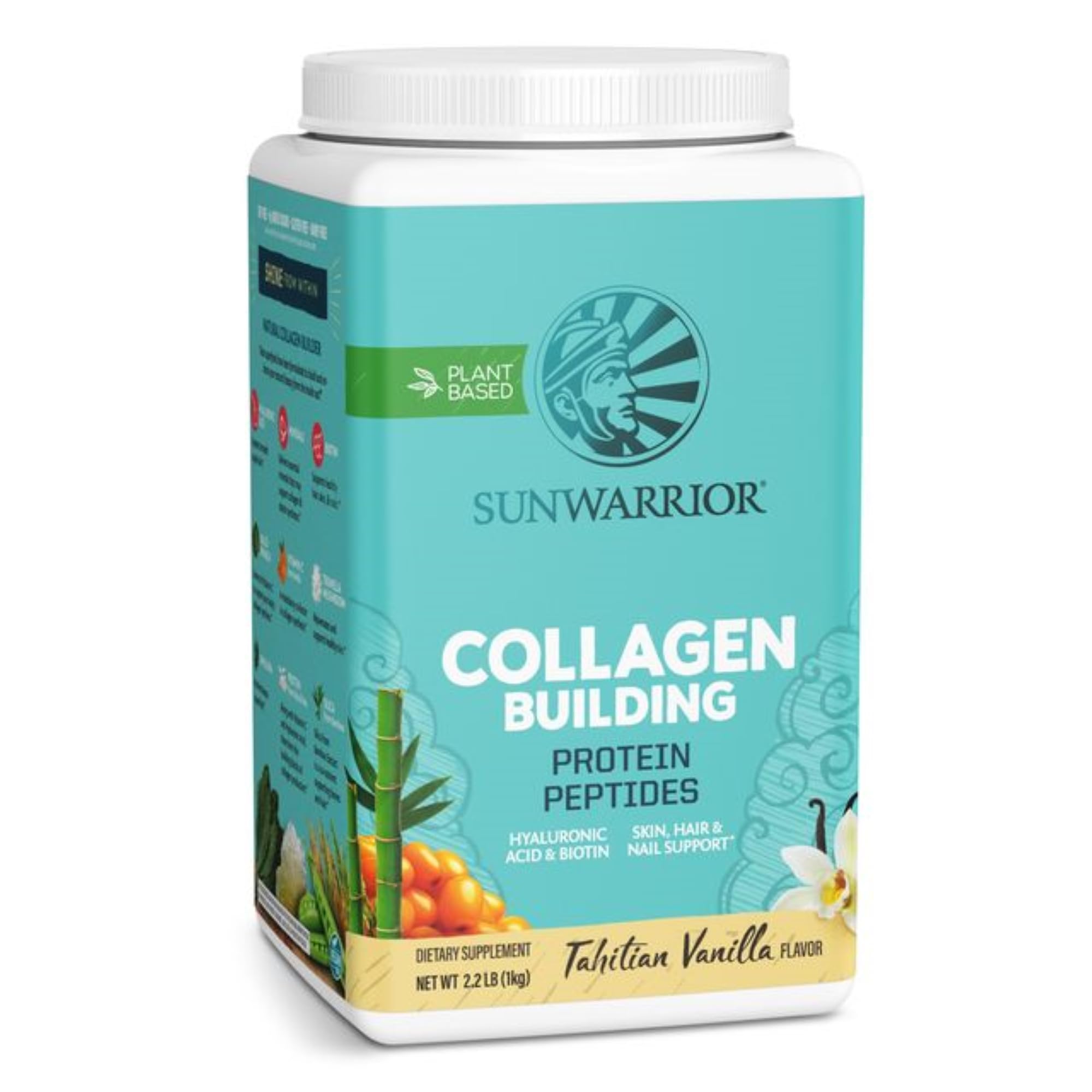 Sunwarrior Vegan Collagen Peptides Powder - Plant-Based Protein for Women with Hyaluronic Acid, Biotin & Vitamin C | Promotes Healthy Hair, Skin & Nails | Vanilla Flavored (40 Servings) | Perfect for Smoothies, Shakes & Post-Workout Recovery