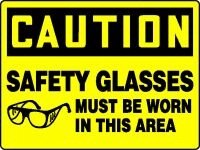 Accuform MPPE605VA Safety Glasses with Graphic - ANSI Z87.1 Certified Eye Protection for Industrial Work Areas & Construction Sites | Workplace Safety Sign for Hazard Zones
