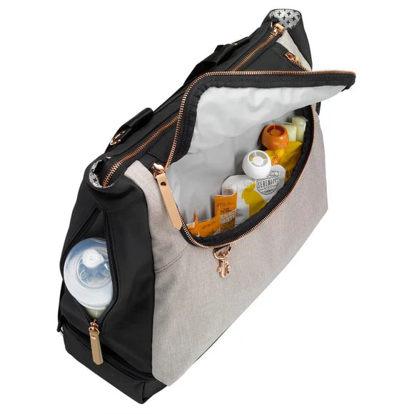 Pivot 2 in 1 Diaper Bag Tote & Backpack - Convertible Baby Bag for Parents - Sand & Black - Perfect for Daycare, Travel & On-the-Go Parenting