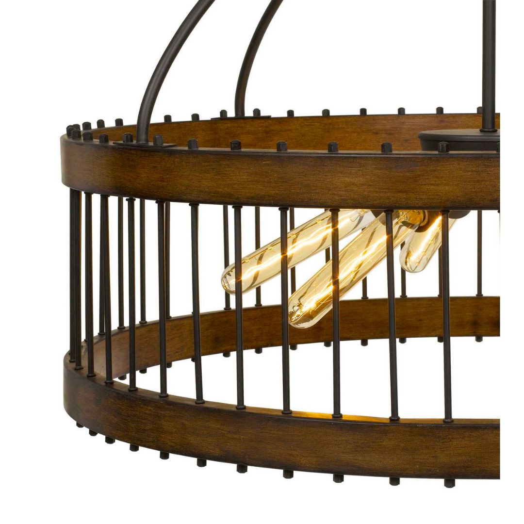 Cal Lighting Cantania 60W X 6 Metal Pendant Light Fixture - 30 Inch Industrial Chandelier for Dining Room, Kitchen Island, and Foyer Lighting