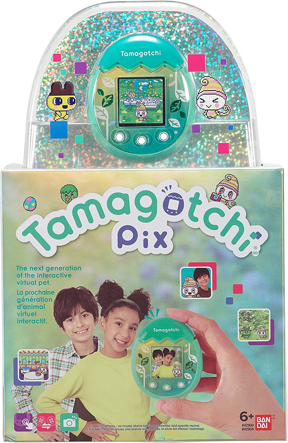 Tamagotchi Pix Virtual Pet - Green Nature Edition | Interactive Digital Pet Game for Kids & Adults | Perfect for Home, Travel & Gifts