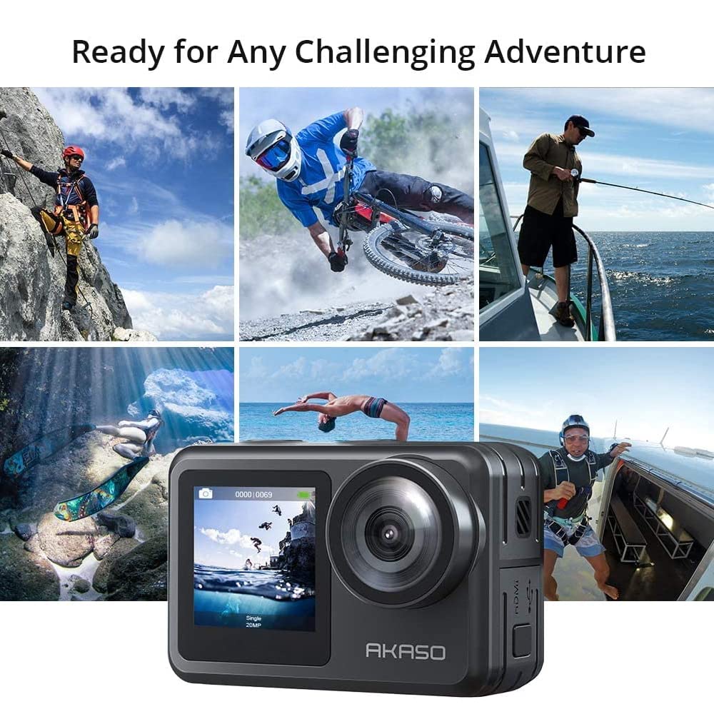 AKASO Brave 7 LE 4K Action Camera with 64GB MicroSDXC Card - 40M Waterproof Underwater Sports Camera, EIS 2.0 Stabilization, 20MP Touch Screen, WiFi Remote for Vlogging, Diving, Surfing & Outdoor Adventures