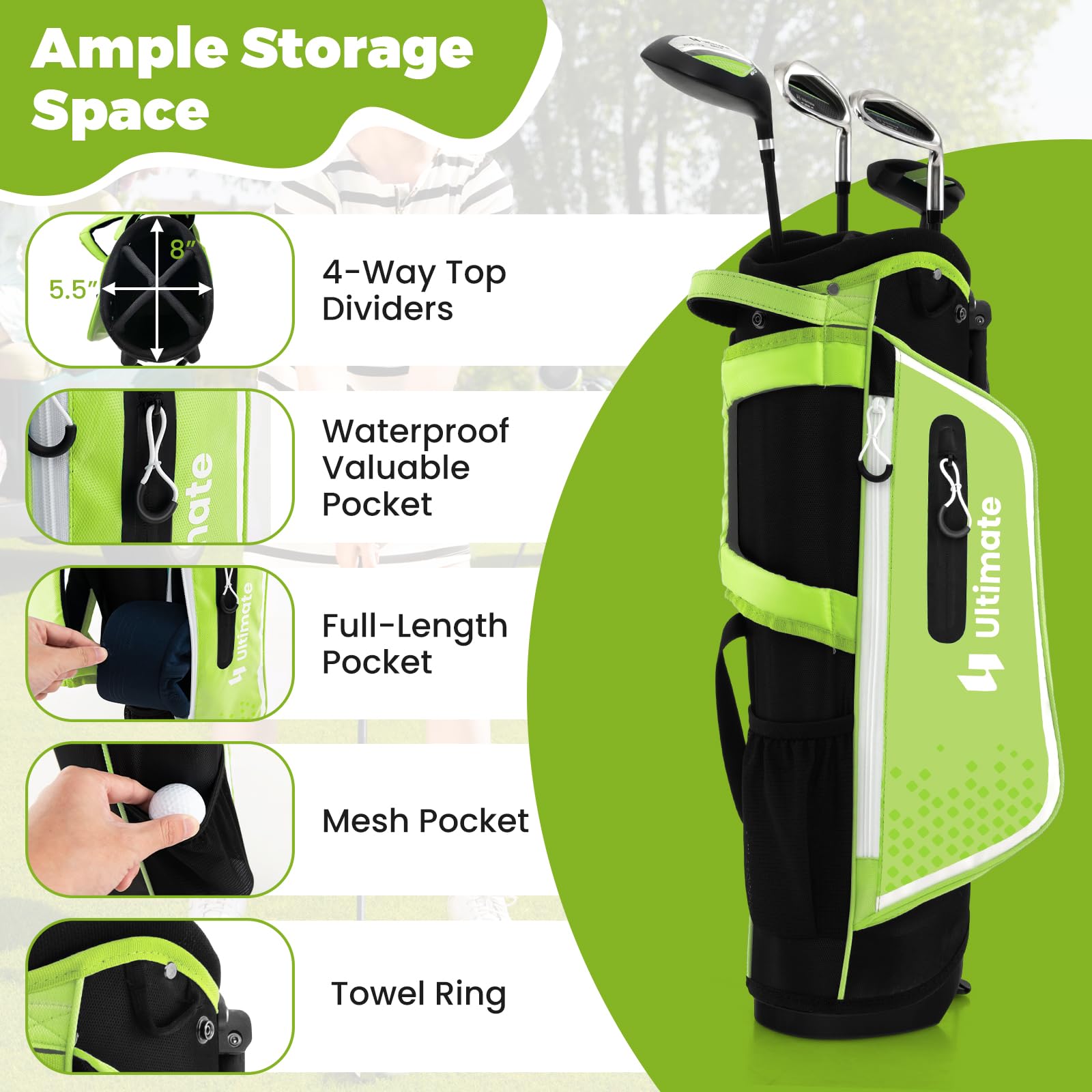 GYMAX Kids Golf Club Set - Right Handed Junior Golf Clubs for Boys & Girls Ages 3-12 | Includes 4/6 Golf Clubs & Stand Bag | Perfect for Backyard Practice, Driving Range & Golf Course Training