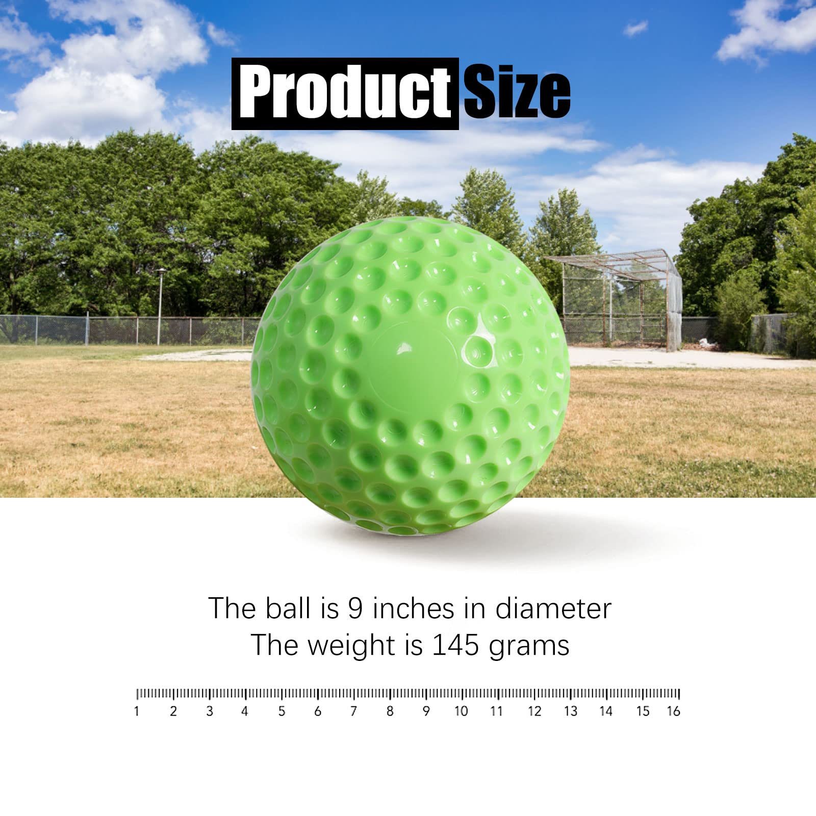 12 Pack Yellow Dimpled Pitching Machine Baseballs - 9-Inch Training Balls for Hand-Eye Coordination, Hitting & Fielding Practice | Perfect for Baseball Drills, Batting Cages & Team Training Sessions