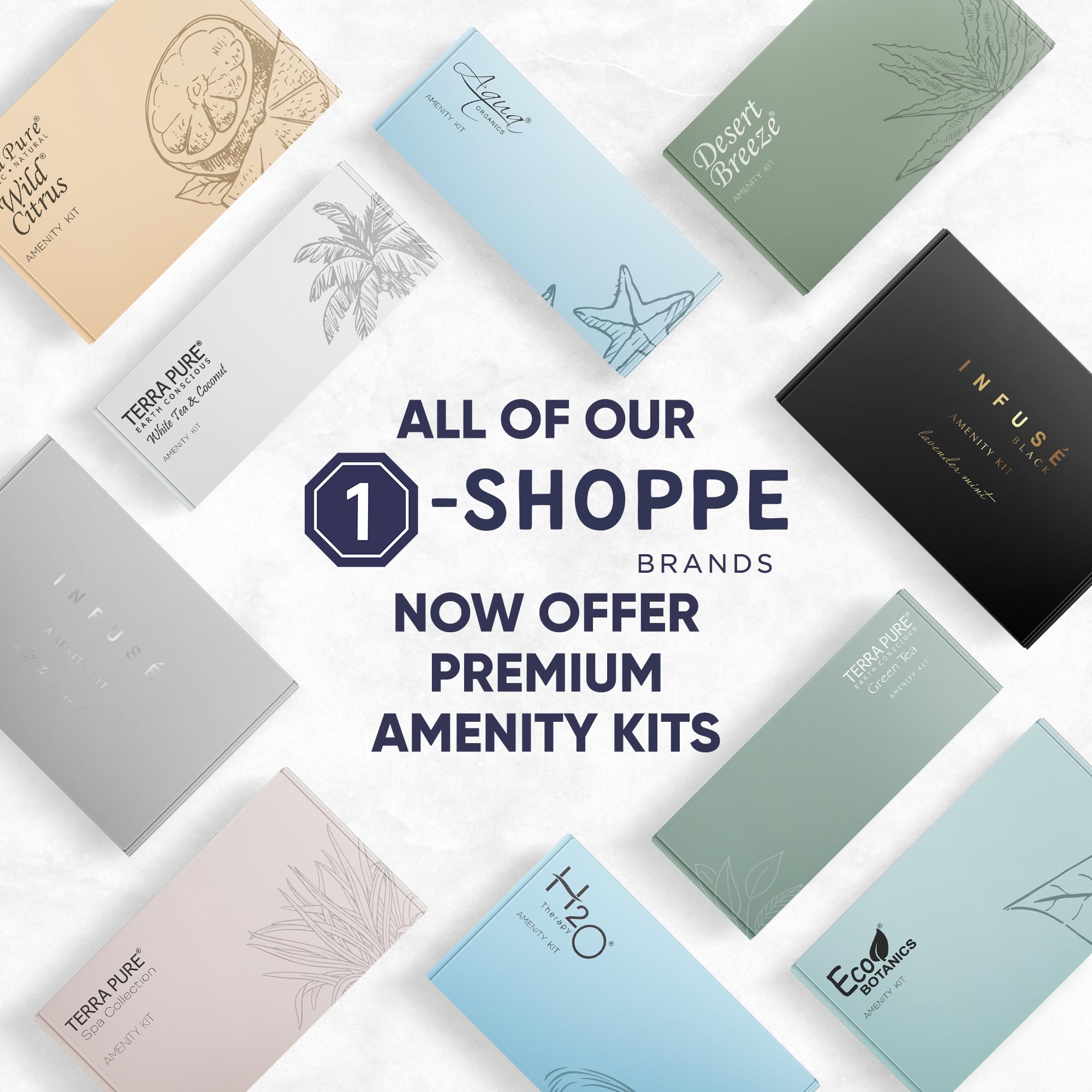 Aqua Organics Travel Amenity & Accessory Kit - 60 Sets with 1 oz Shampoo, Conditioner, Lotion, Body Wash, Soap Bars, Shaving Kit, Dental Set & Makeup Wipes | Perfect for Hotels, Spas, Airlines & Luxury Gift Baskets