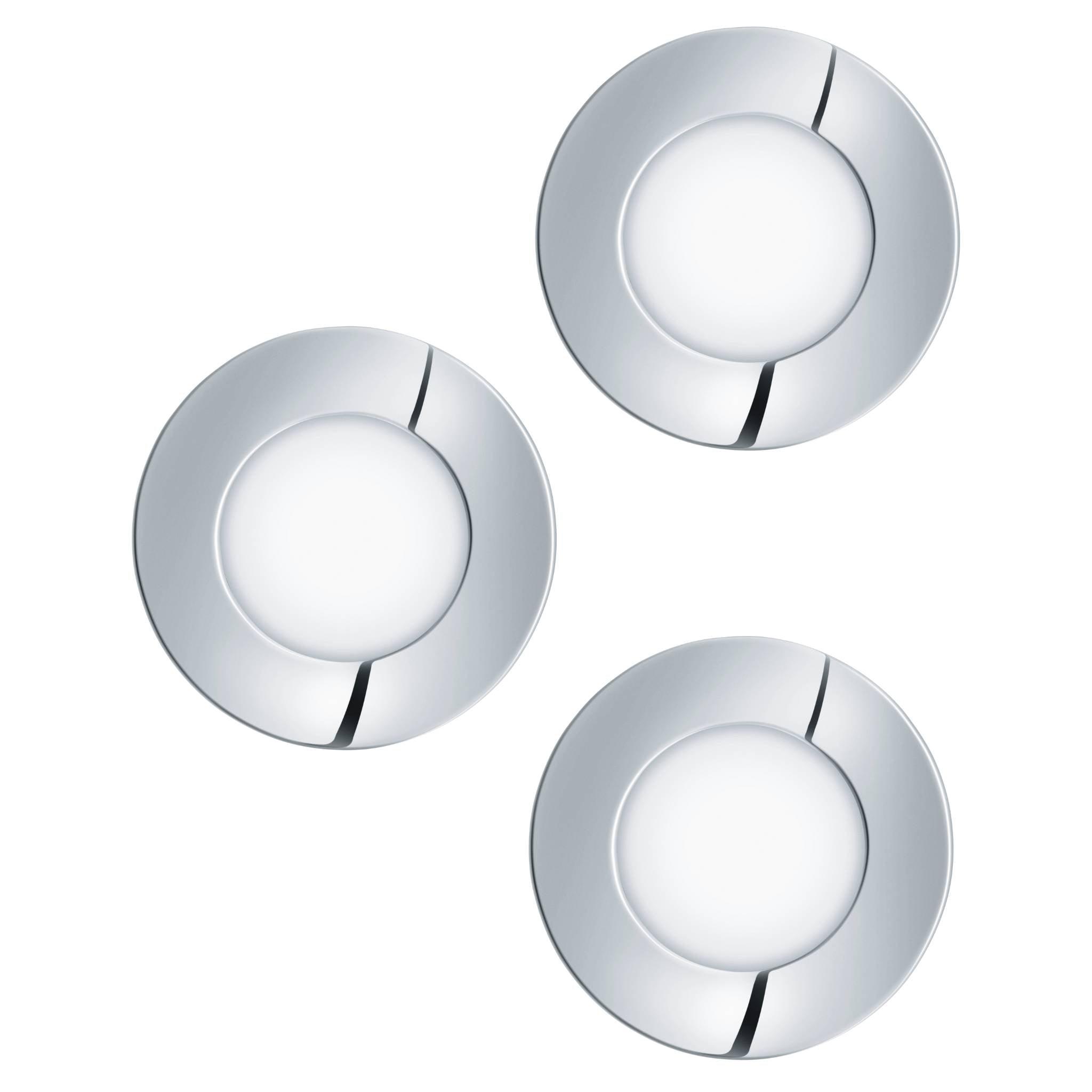 Eglo Fueva 3-Pack Chrome LED Recessed Downlights - Energy Efficient Ceiling Lights for Kitchen, Bathroom & Living Room Lighting
