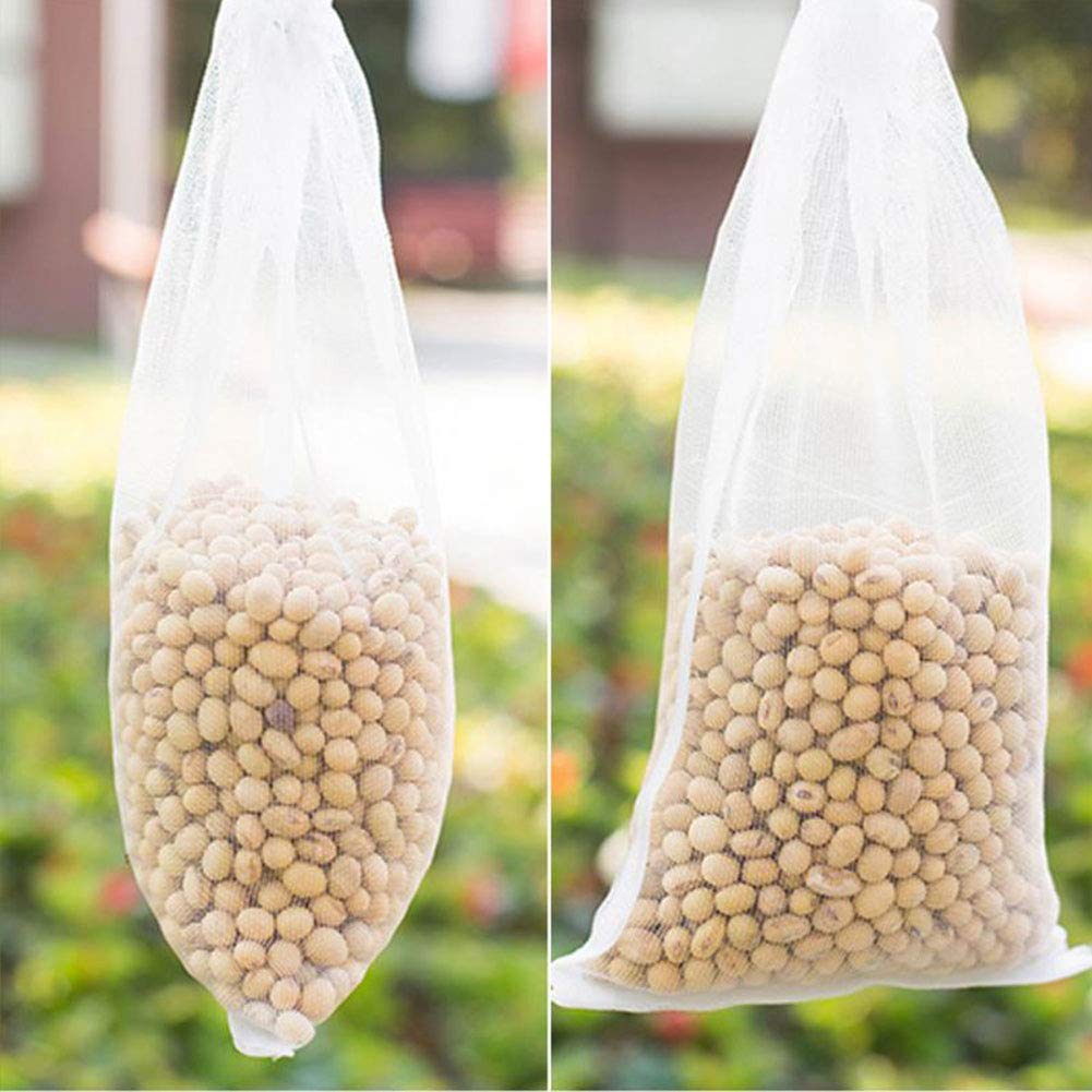 DEARLIVES 100 Pack Reusable Fruit Protection Bags for Trees - 10x6 Inch Nylon Mesh Drawstring Garden Netting Covers for Apples, Pears, Peaches, Vegetables & Plants | Pest Control & Sun Protection for Home Orchard & Backyard Gardening