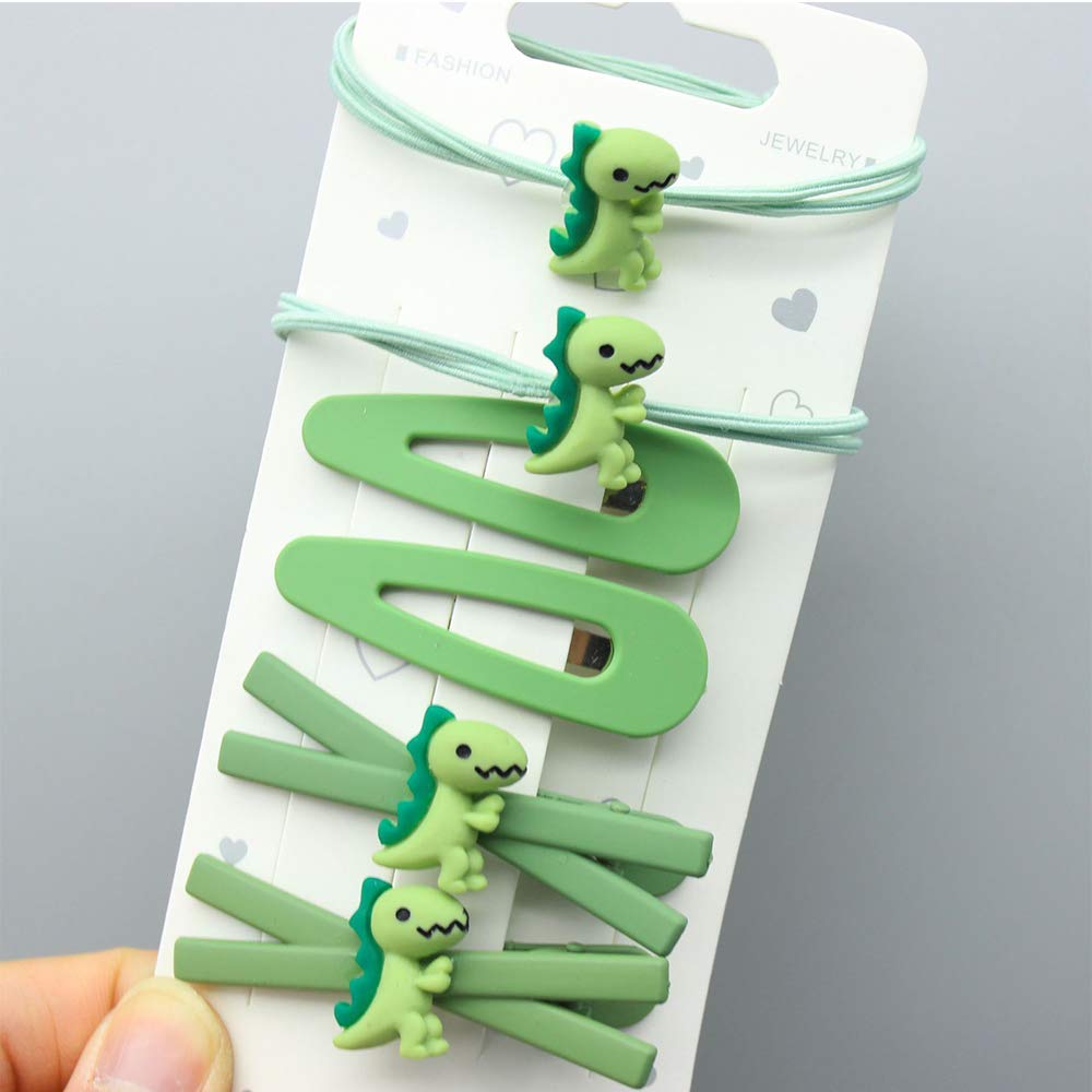WHITEBRIDGE 6-Piece Cartoon Frosted Hair Clips Set - Dinosaur & Avocado Design Bobby Pins for Girls and Women | Cute Hair Accessories for School, Parties & Daily Styling