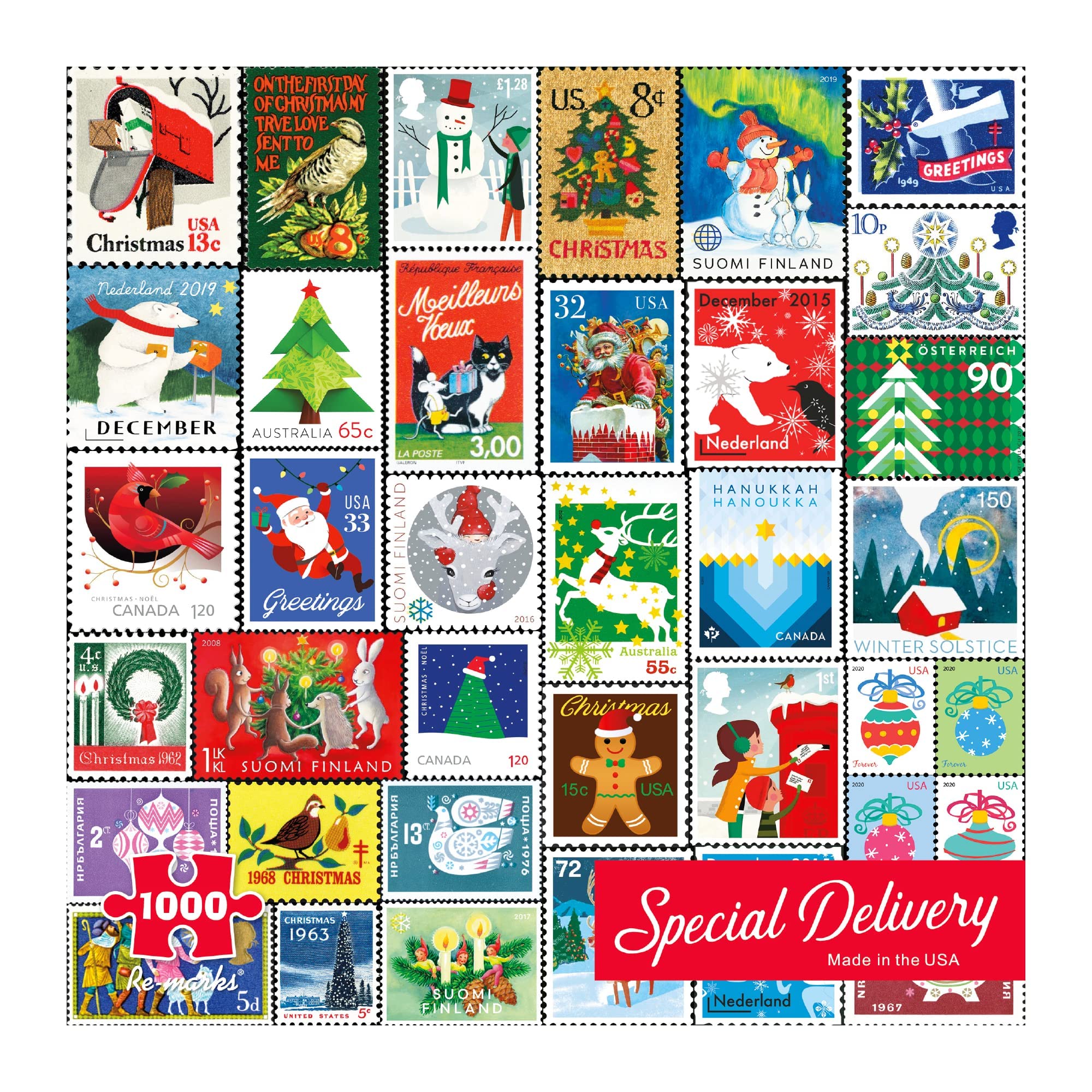 Re-marks Special Delivery 1000-Piece Christmas Jigsaw Puzzle - Festive Collage Puzzle for Adults & Families - Perfect Holiday Activity & Gift for Puzzle Lovers
