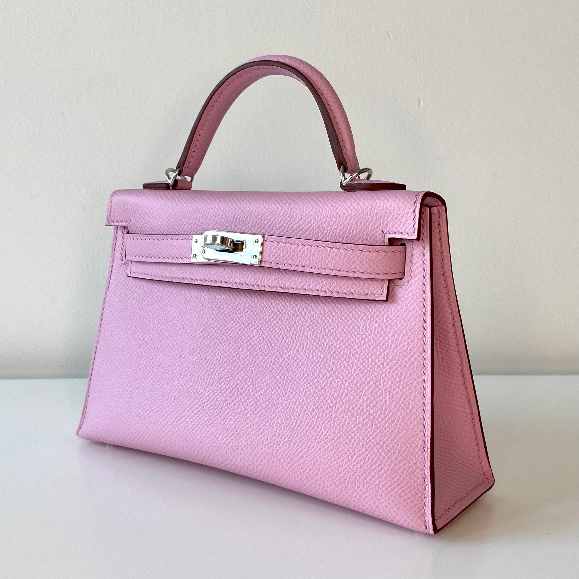 Authentic Hermès Kelly 20 Bag in Mauve Sylvester Epsom Leather with Palladium Hardware - Luxury Handbag for Women, Perfect for Work, Parties & Special Occasions